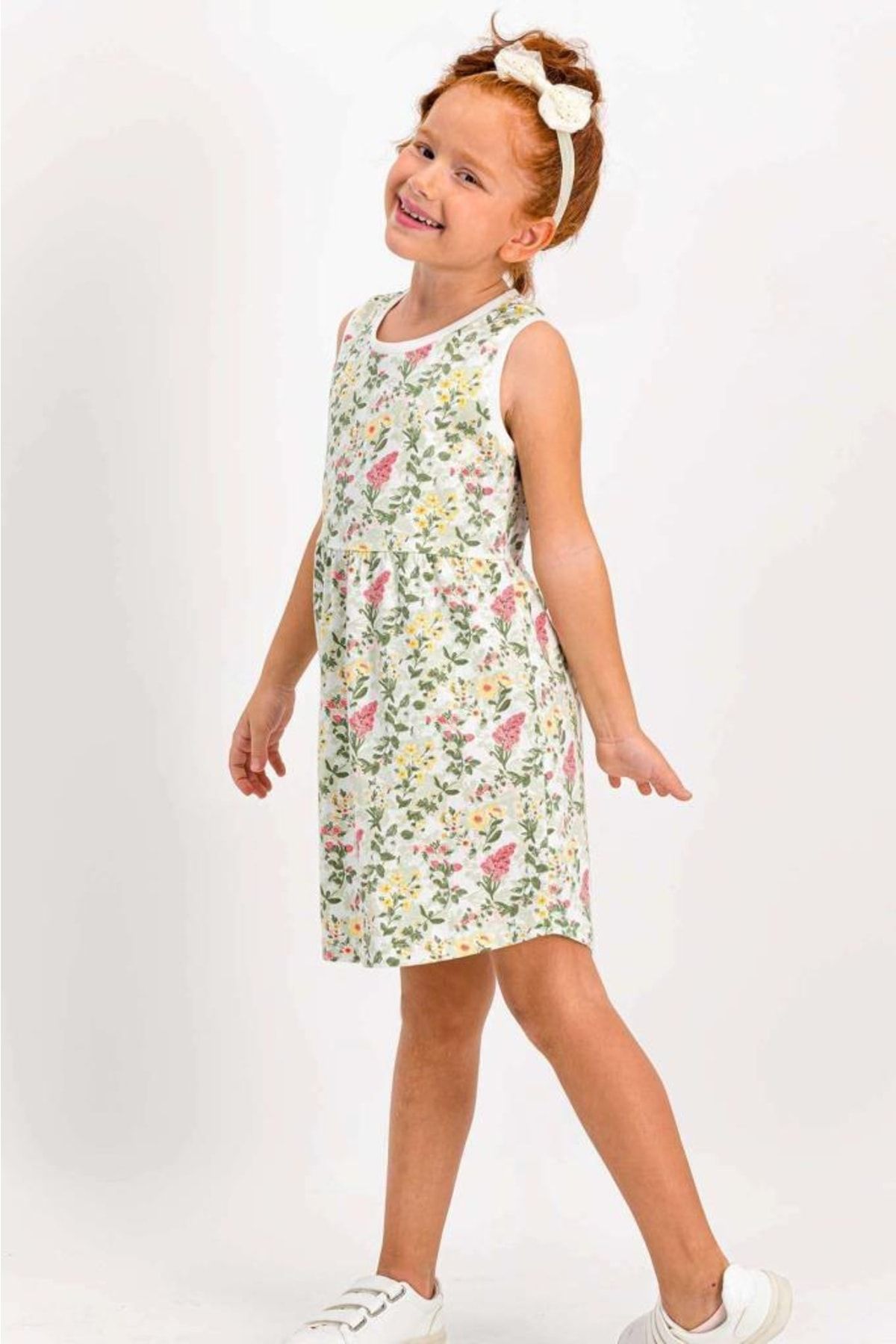Rolypoly Little Flowers Krem Kız Çocuk Homewear Elbise