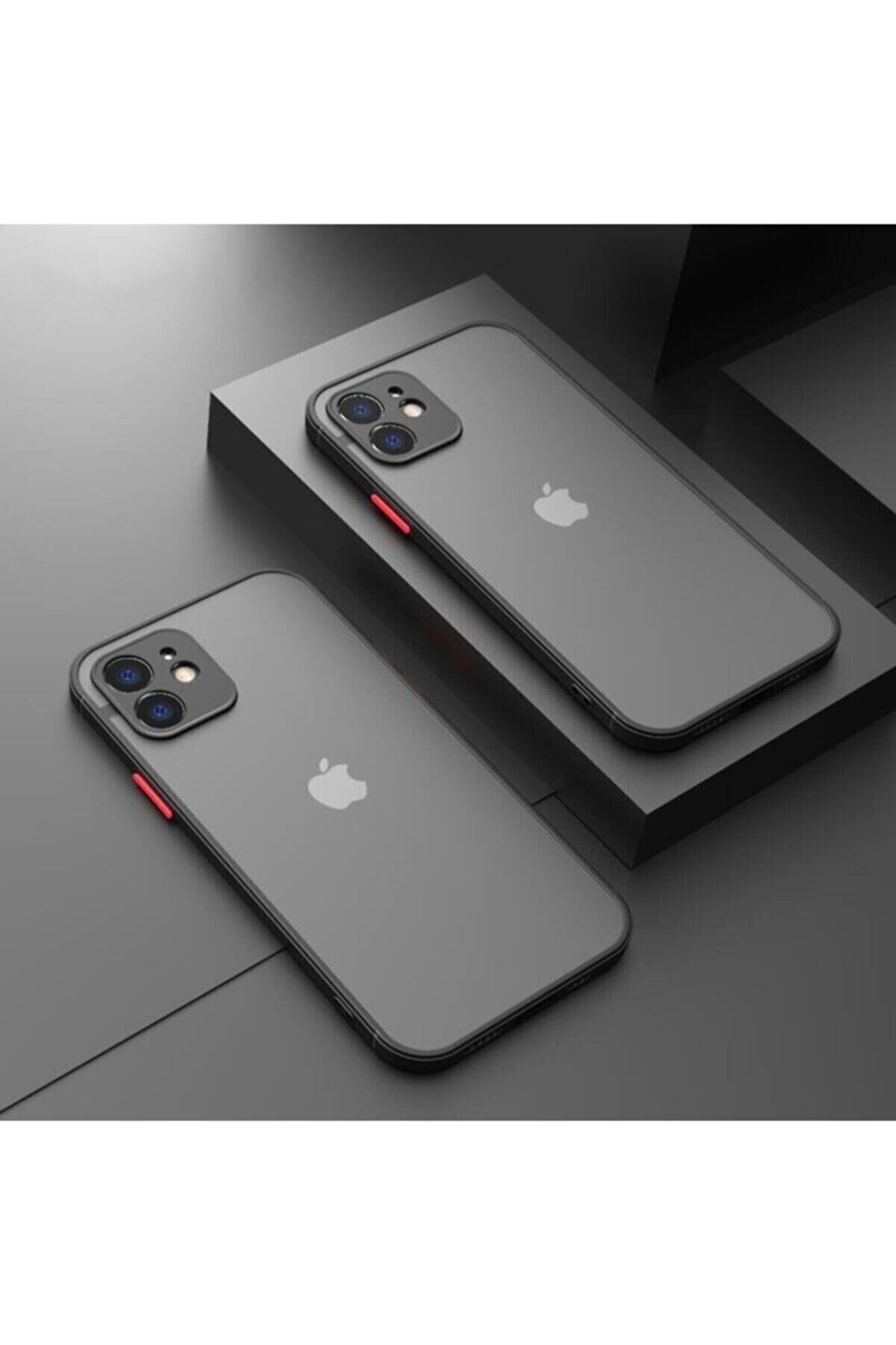 mooncase Iphone 11 ( 6.1 ) Siyah Renkli Çerçeveli Mat Transparan Kılıf