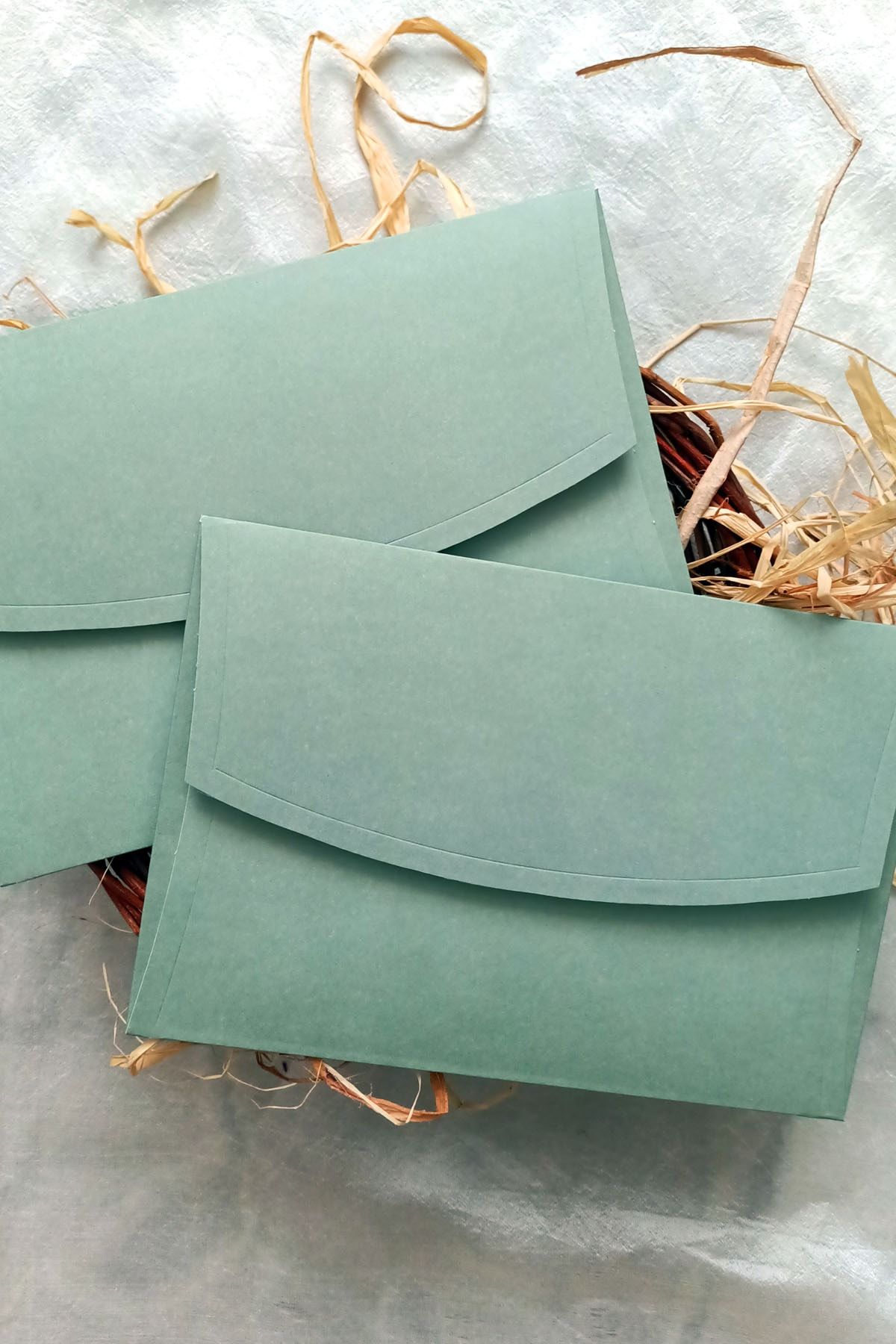 Dekorden Kirli Yeşil Davetiye Zarfı, 100 Adet