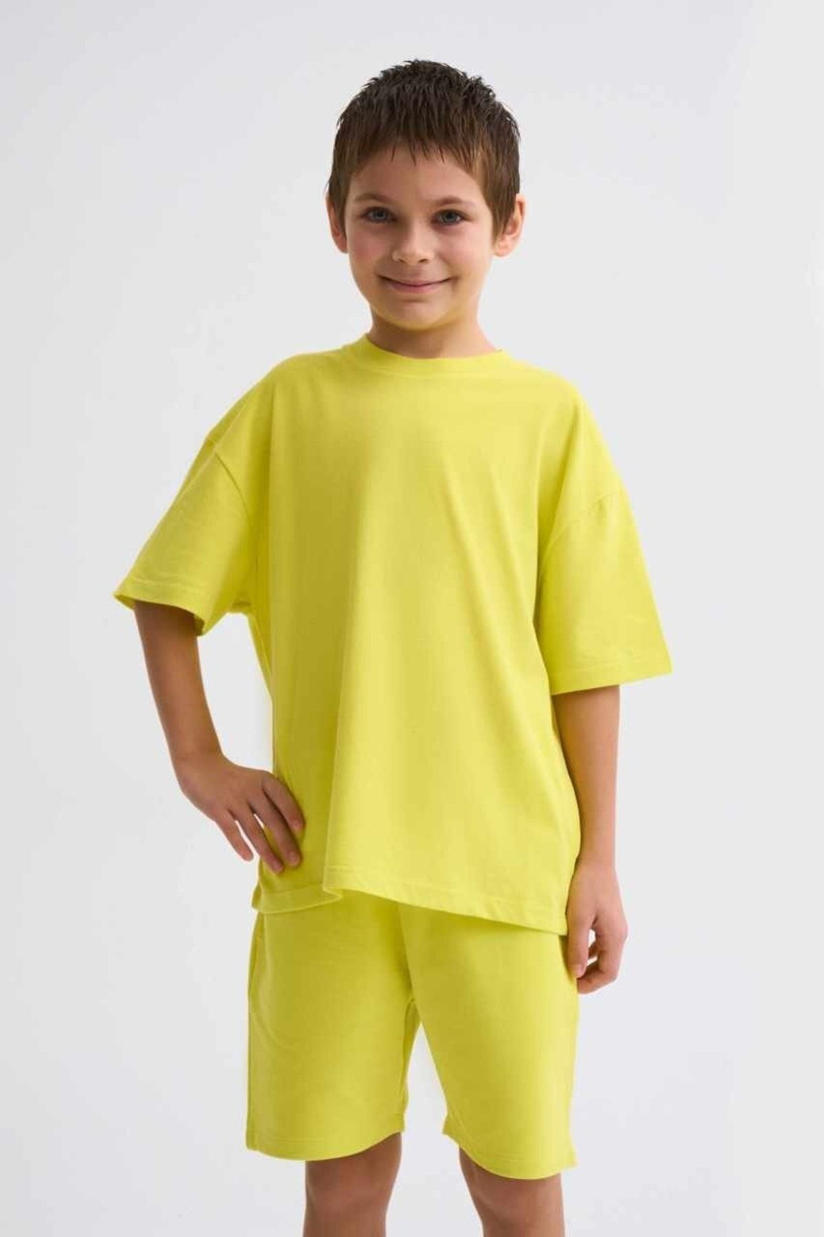 THERECOLOR Sarı Organik Erkek Çocuk Tişört Yuvarlak Yaka
