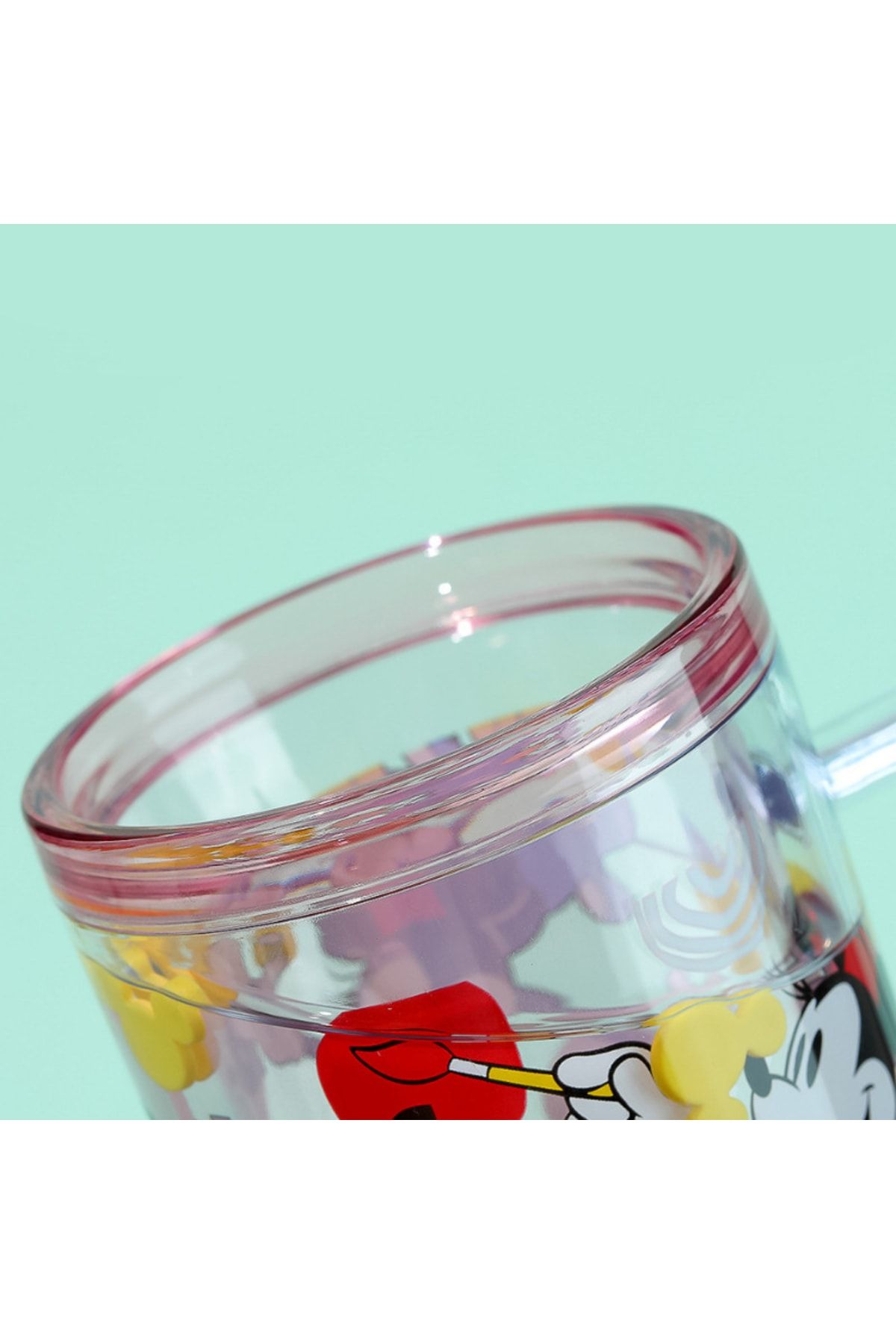 Miniso Mickey Mouse Lisanslı Su Dolgulu Plastik Bardak 250ml