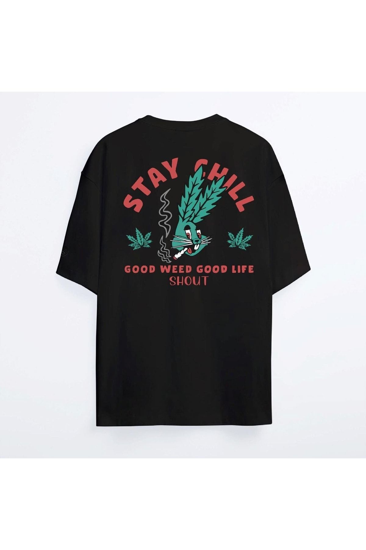 Shout Oversize Black Good Weed Good Life Oldschool Unisex T-shirt