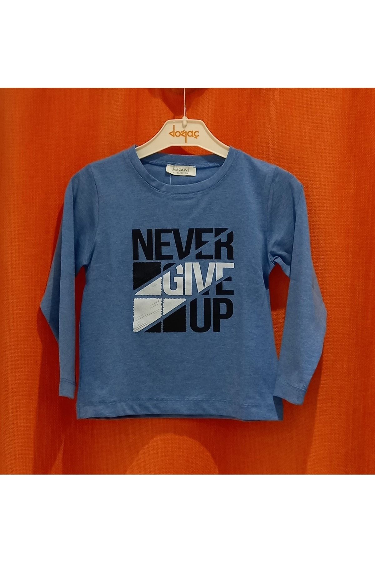 Macawi Never Give Up Baskılı Ince Sweatshirt İndigo 4-5 Yaş