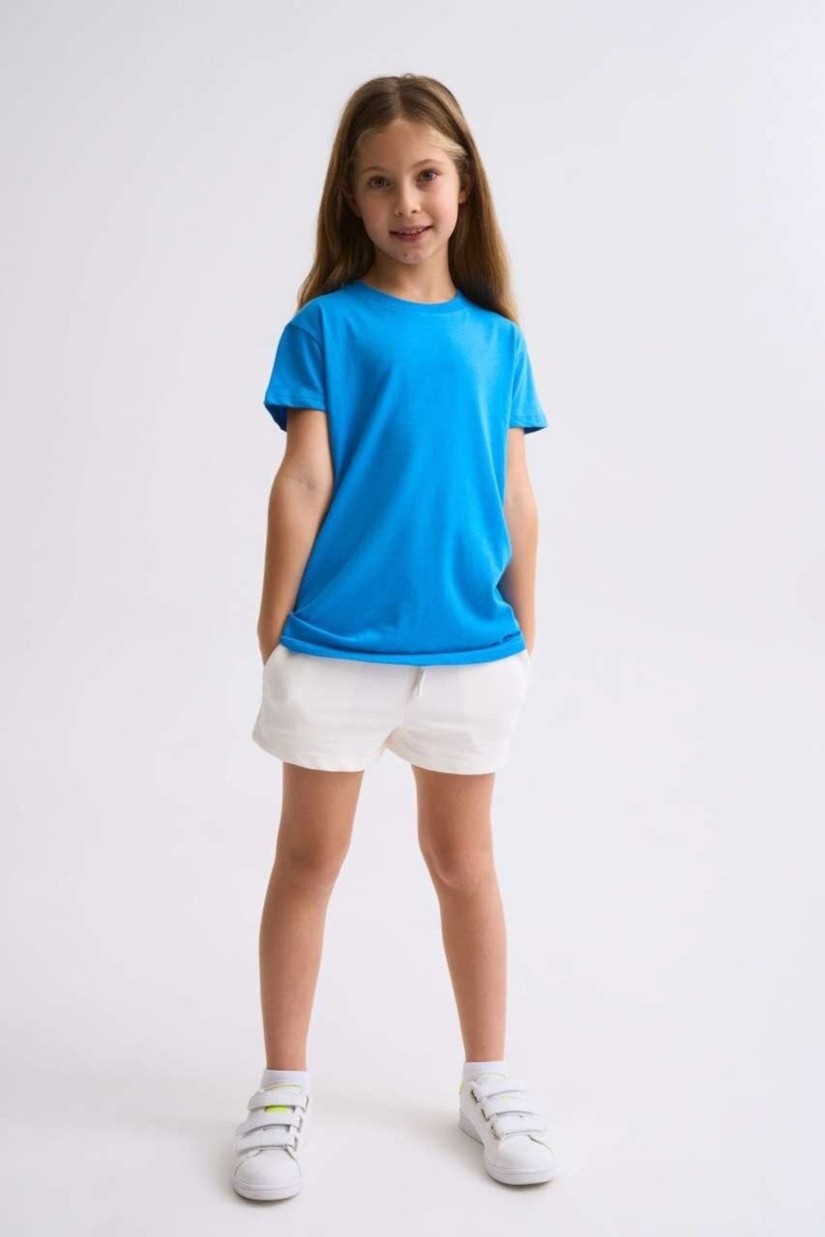 THERECOLOR Mavi Organik Kısa Kollu Kız Çocuk Tişört