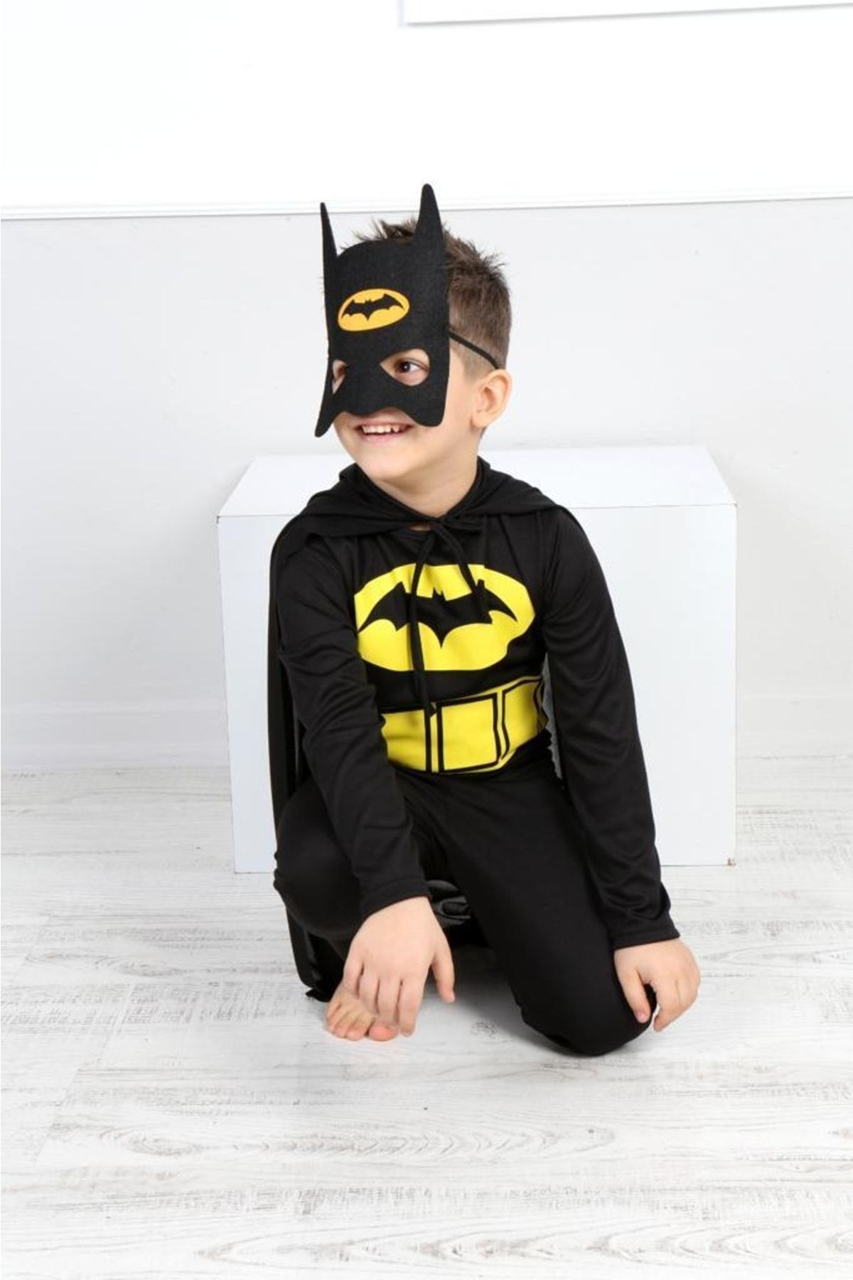 Lolliboomkids Erkek Çocuk Süper Kahraman Batman Yarasa Adam Maskeli Kostüm