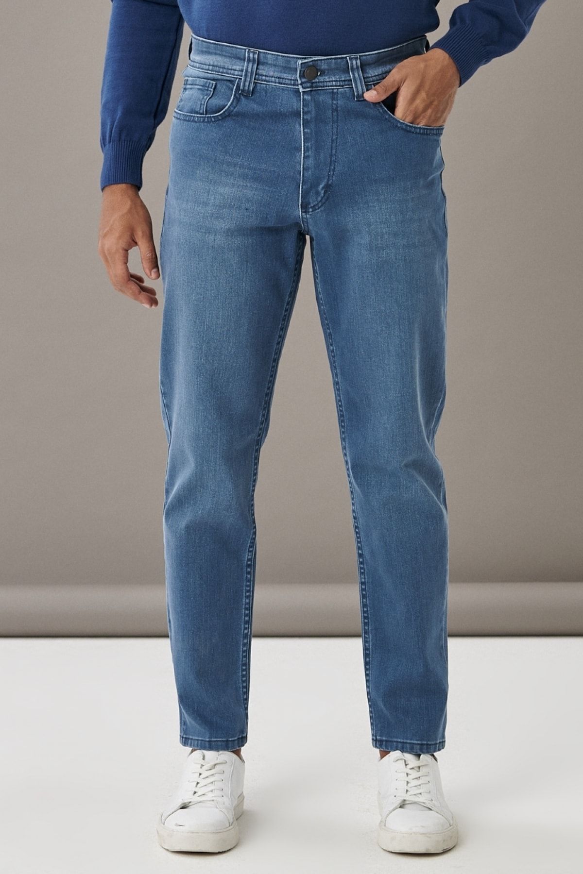 AC&Co / Altınyıldız Classics Erkek Mavi Regular Fit Bol Kesim Denim Jean Kot Pantolon