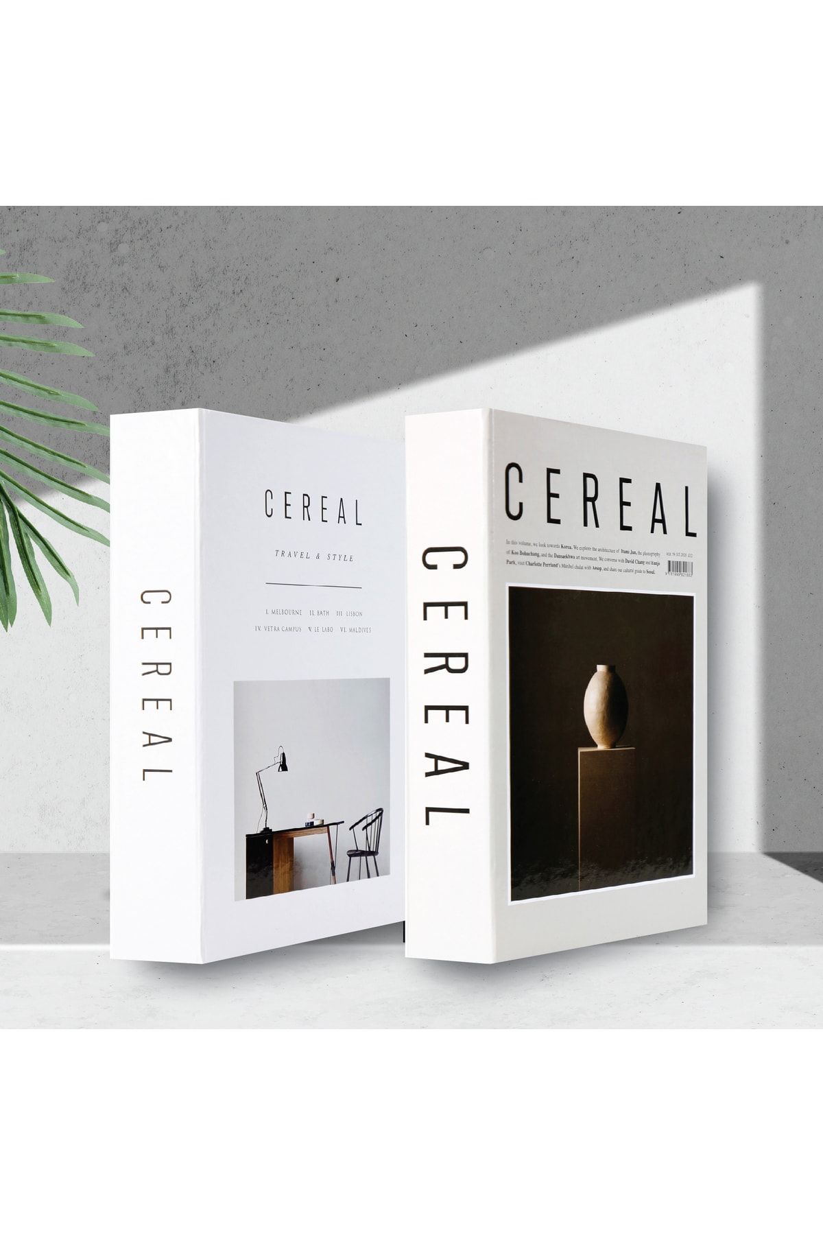 irayhomedecor 2'li Cereal Vazo & Masa Dekoratif Kitap Kutu
