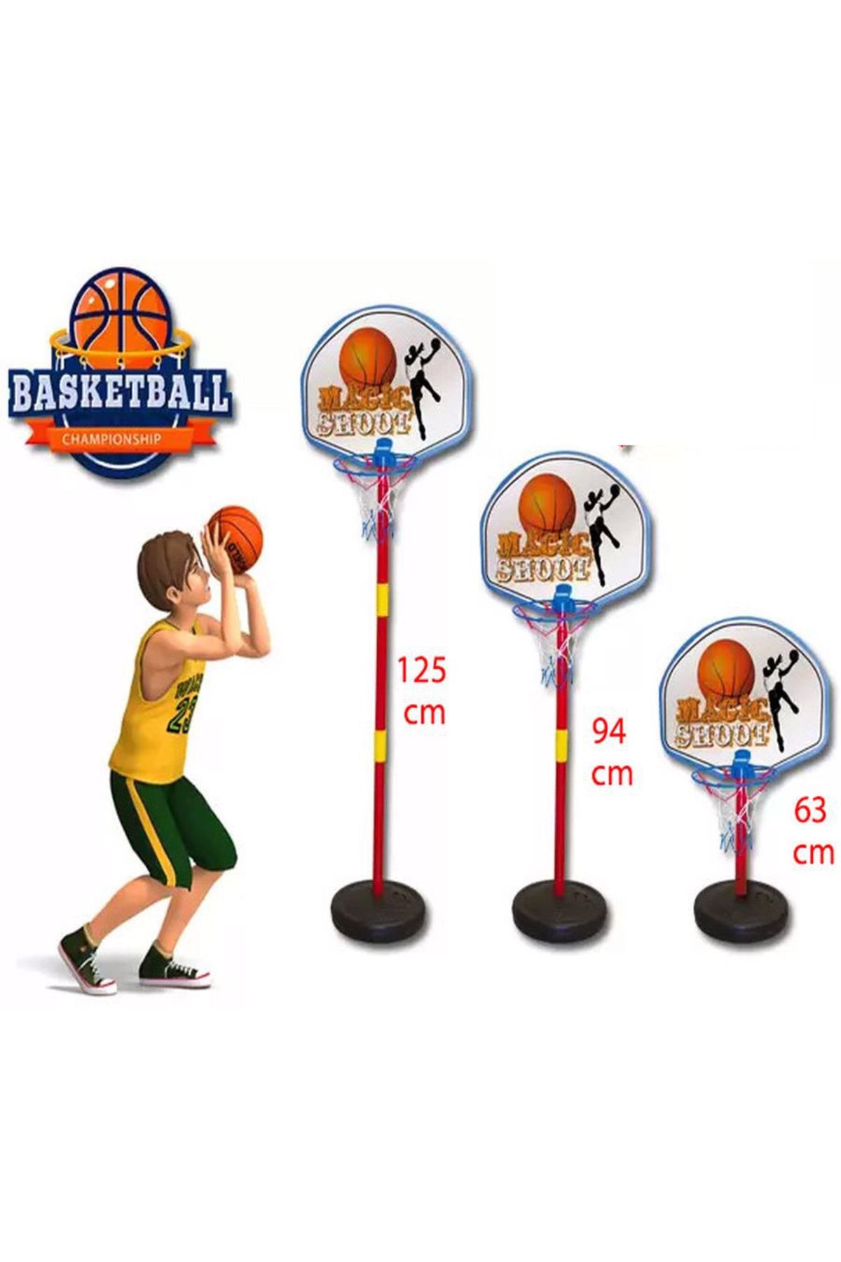 Matrax Oyuncak Büyük Boy Ayaklı Basketbol Pota Seti / 63-94-125 Cm Ayarlanabilir. Çocuk Pota Top Hediye