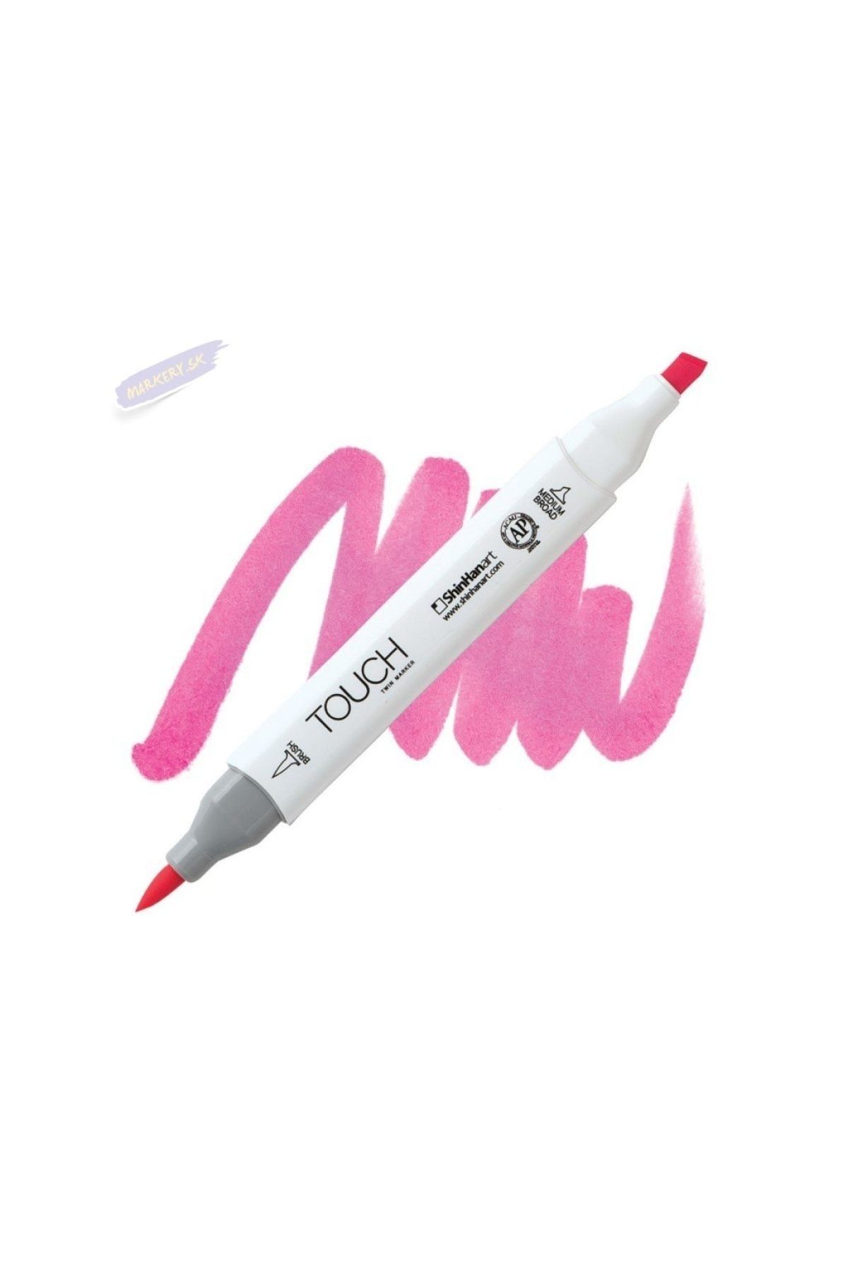 Shinhan Art Touch Twın Brush Pen : Çift Taraflı Marker : F126 Fluorescent Pink
