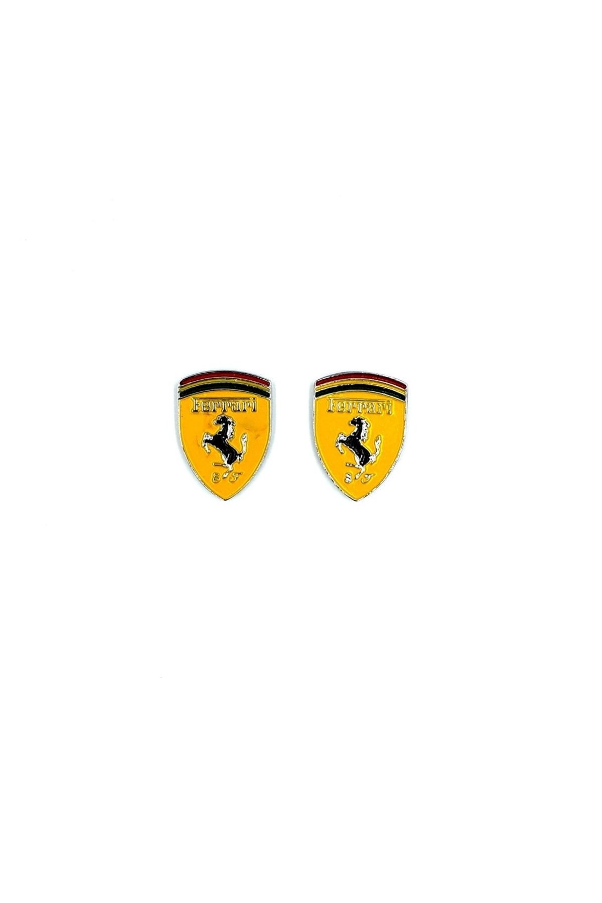 BsElektronik Metal Ferrari Yazılı Arma Sarı 2 Adet - Metal Arma Ferrari Sarı Takım