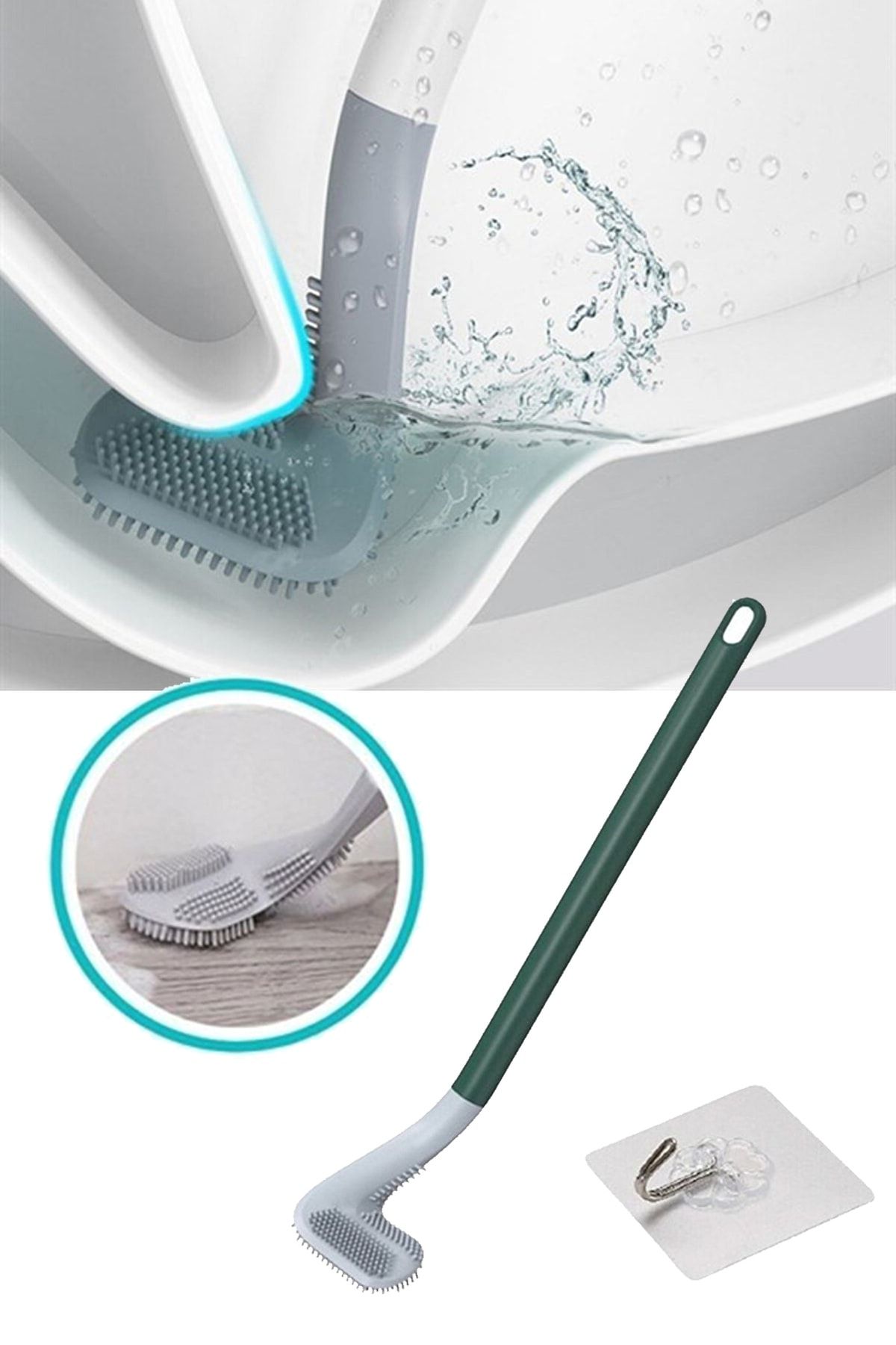 Genel Markalar Buffer® Golf Tasarımlı Silikon Wc Klozet Mutfak Temizlik Fırçası Kanca Hediyeli