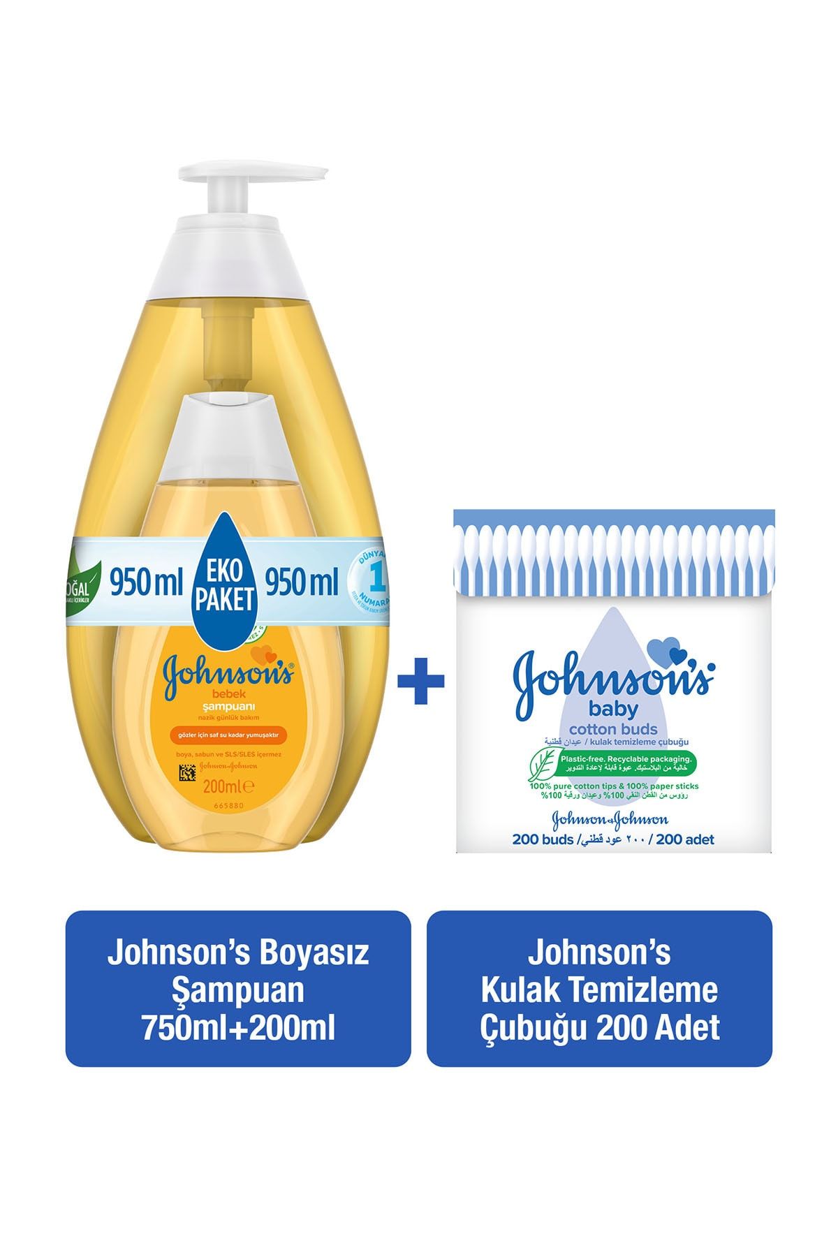 Johnson's Johnson’s Bebek Şampuanı 750 200 ml Kulak Temizleme Çubuğu 200 ‘lü