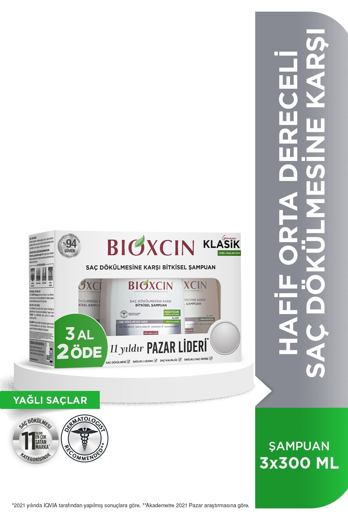 Bioxcin Genesis 3 Al 2 Öde Yağlı Saçlar Için Şampuan 3*300ml