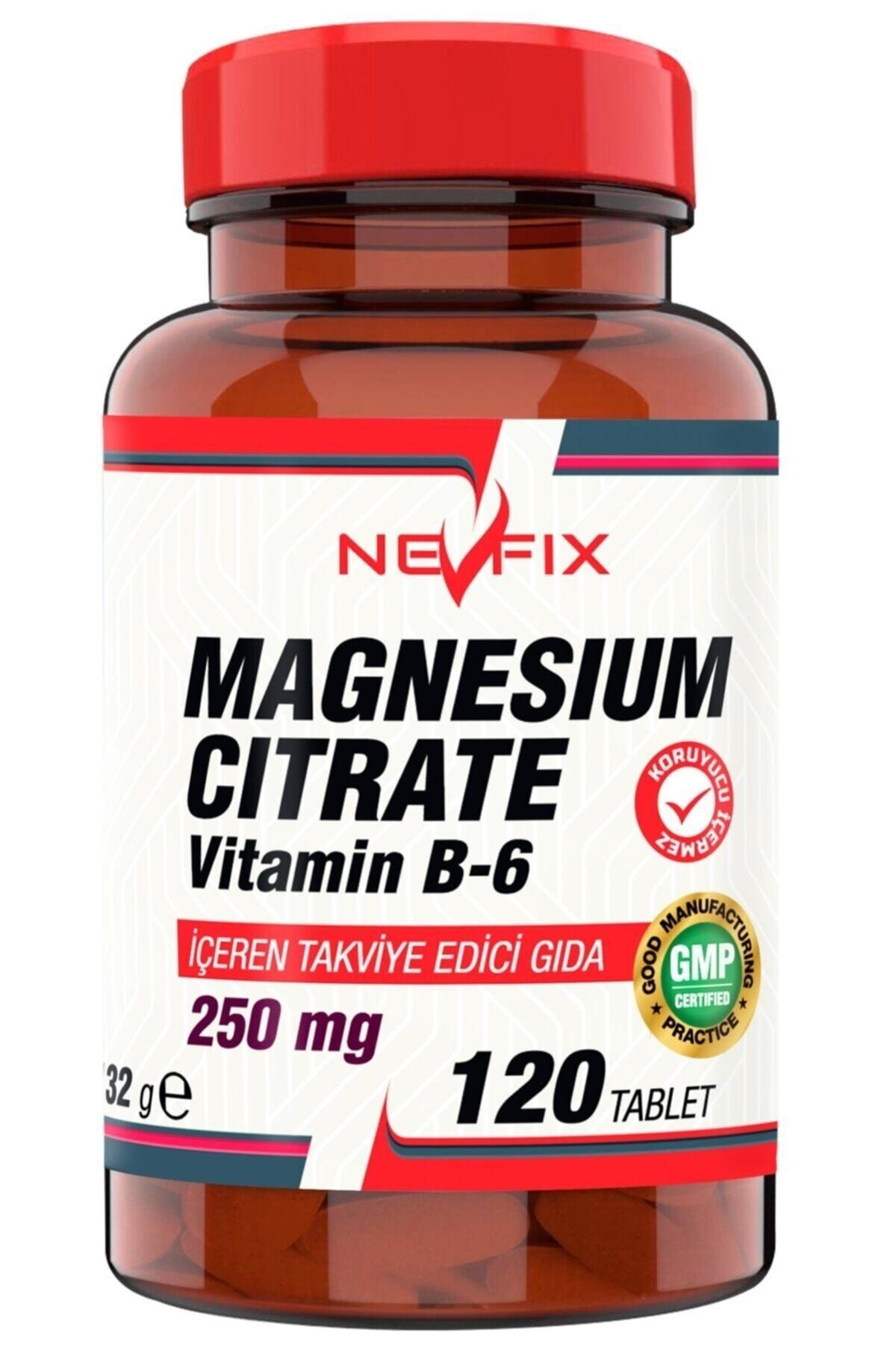 Nevfix Magnesium Citrate Magnezyum Sitrat 250 Mg Vitamin B6 10 Mg 120 Tablet