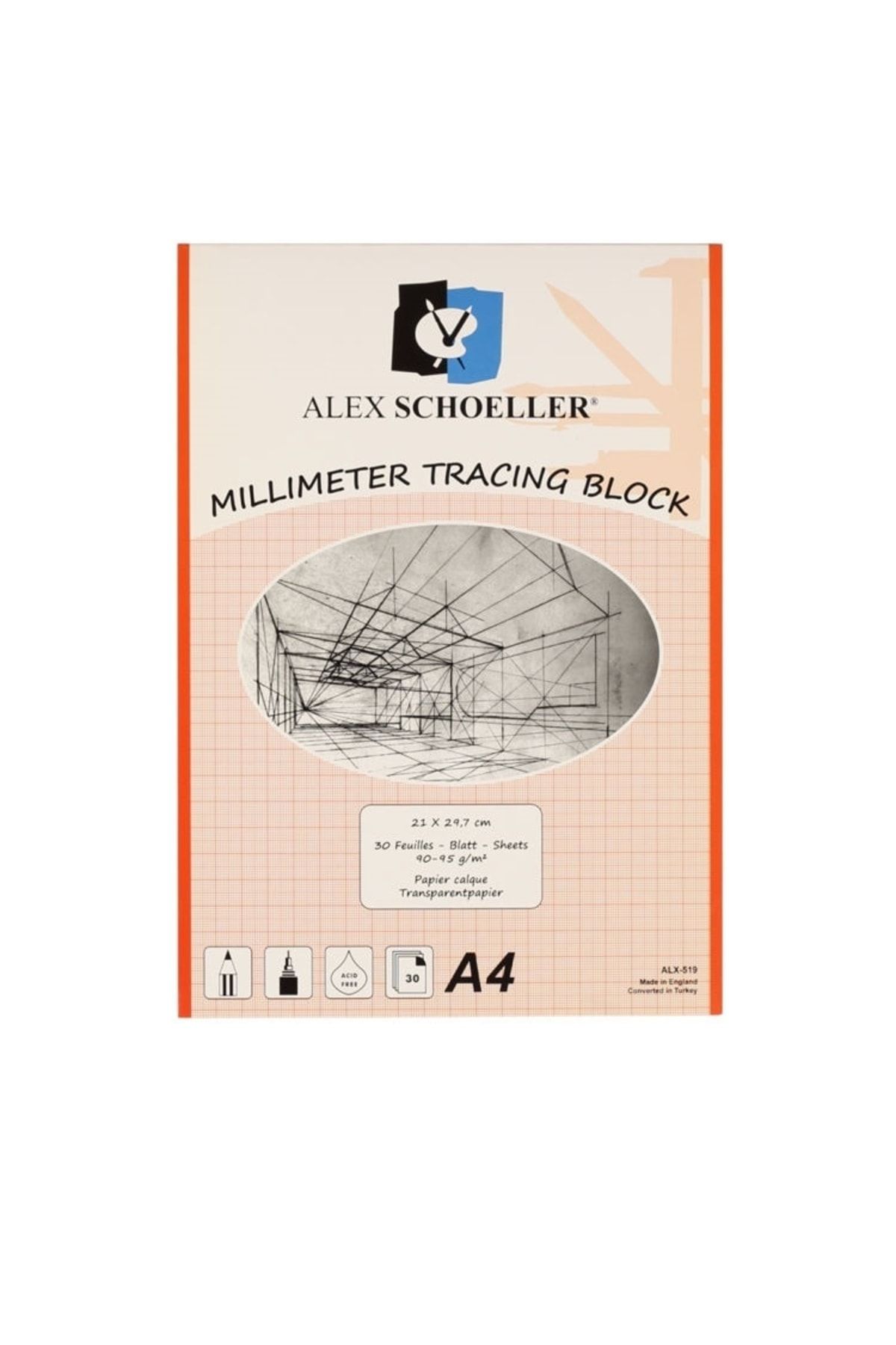 Schoellershammer Milimetrik Aydınger Blok Defter A4 Kırmızı 90/95 Gr. 30 Yp.