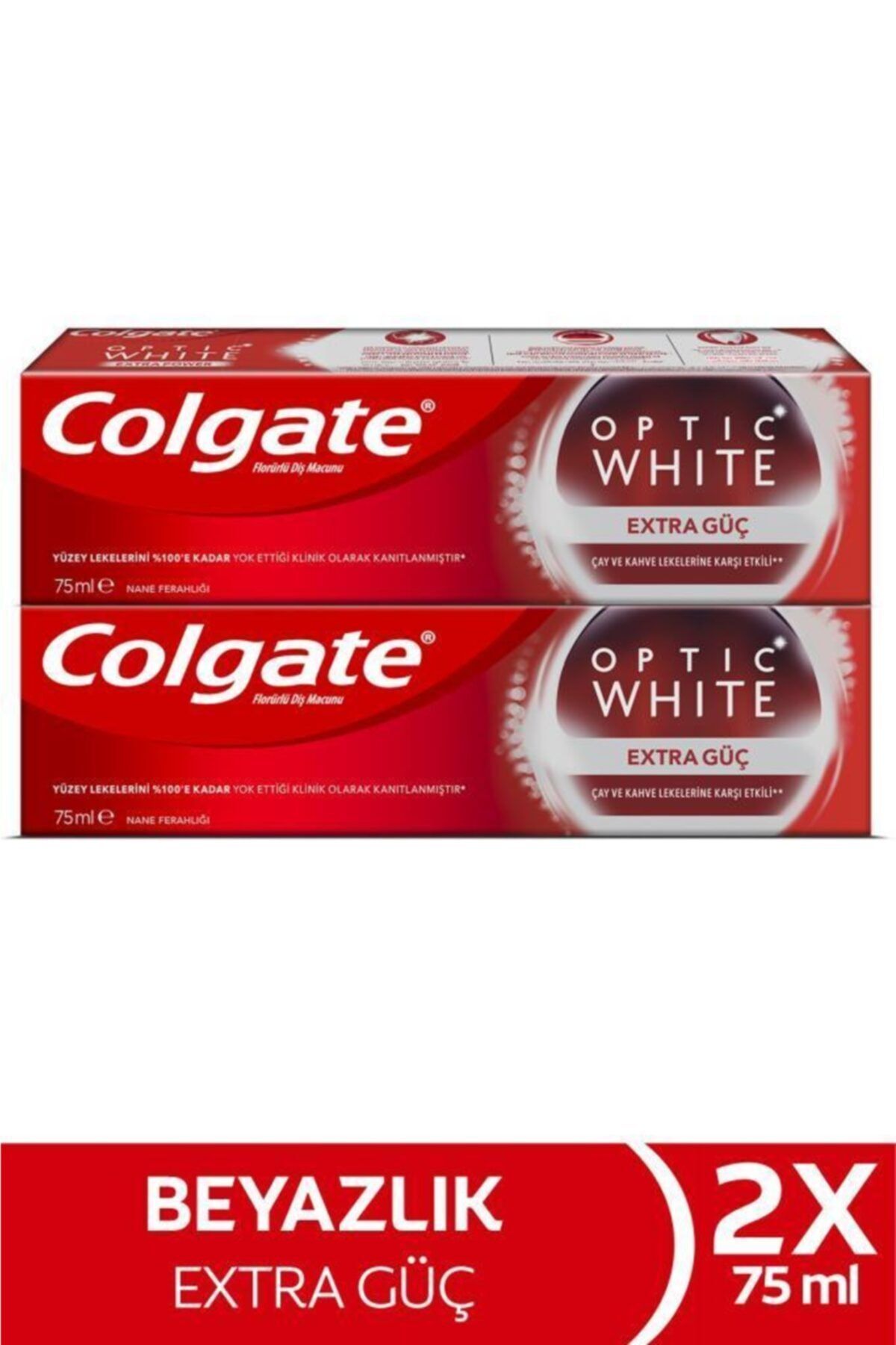 Colgate Optic White Extra Güç Çay Ve Kahve Lekelerine Karşı Etkili Beyazlatıcı Diş Macunu 2 X 75 ml