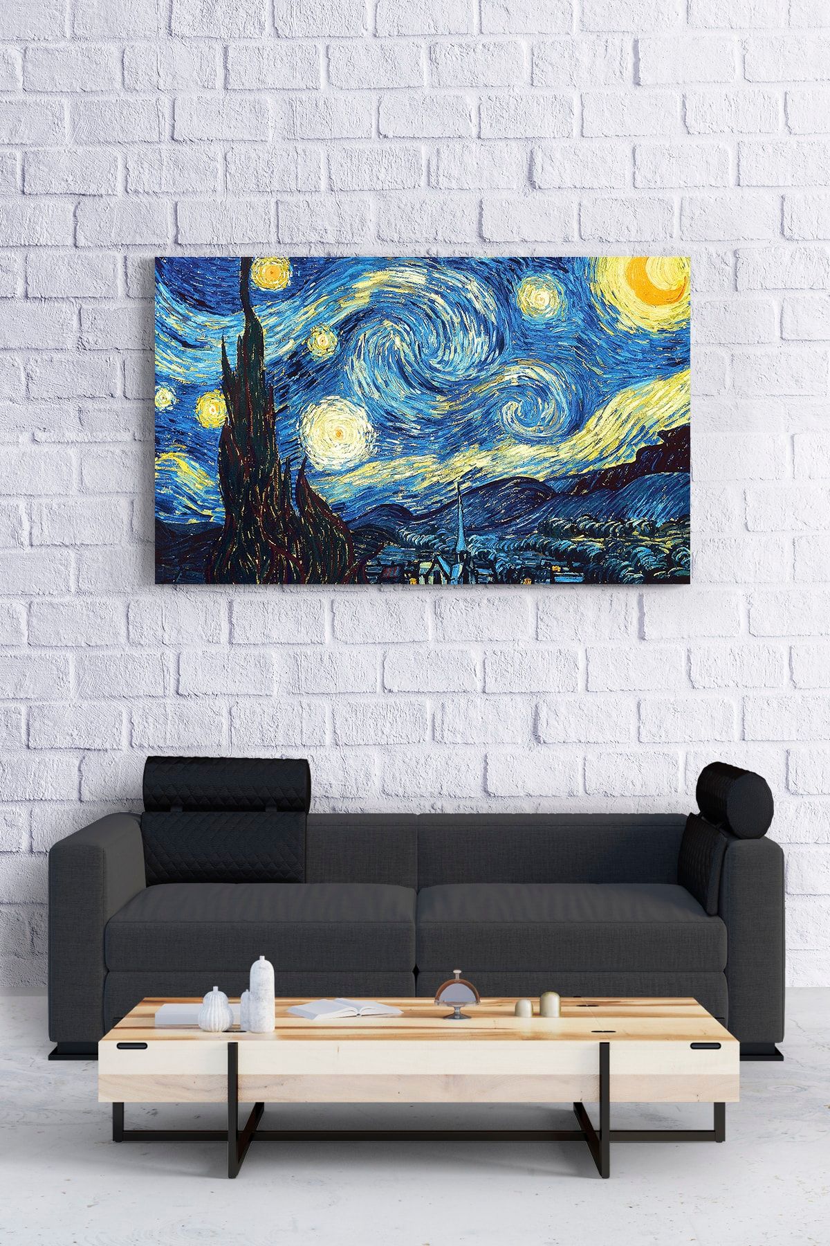 Canvasburada Mavi Van Gogh Yıldızlı Gece Tablo