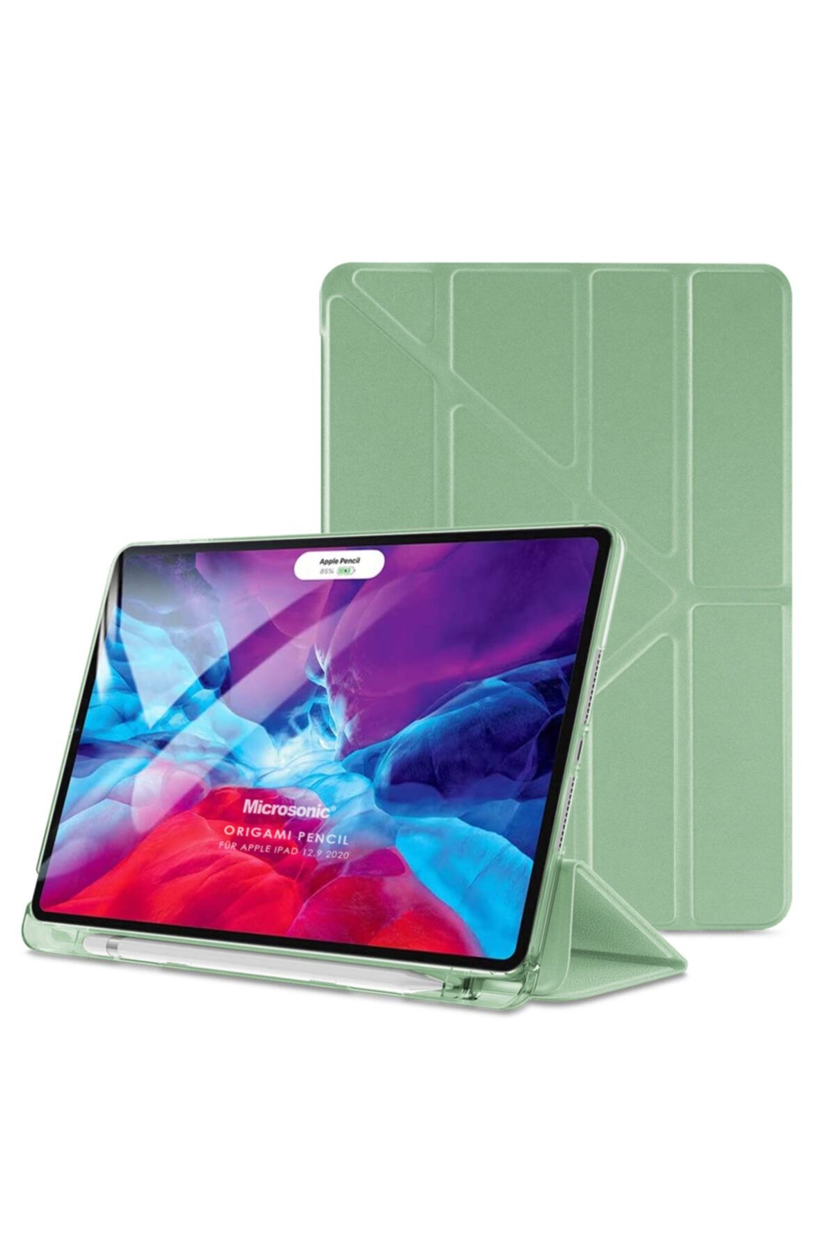 Microsonic Apple Ipad Pro 12.9'' 2020 4.nesil Kılıf (A2229-a2069-a2232) Origami Pencil Açık Yeşil