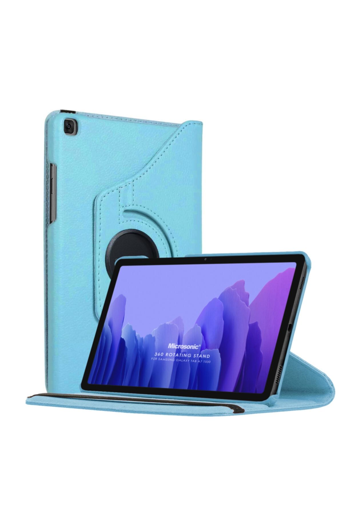 Microsonic Galaxy Tab A7 T500 Kılıf 360 Rotating Stand Deri Mavi
