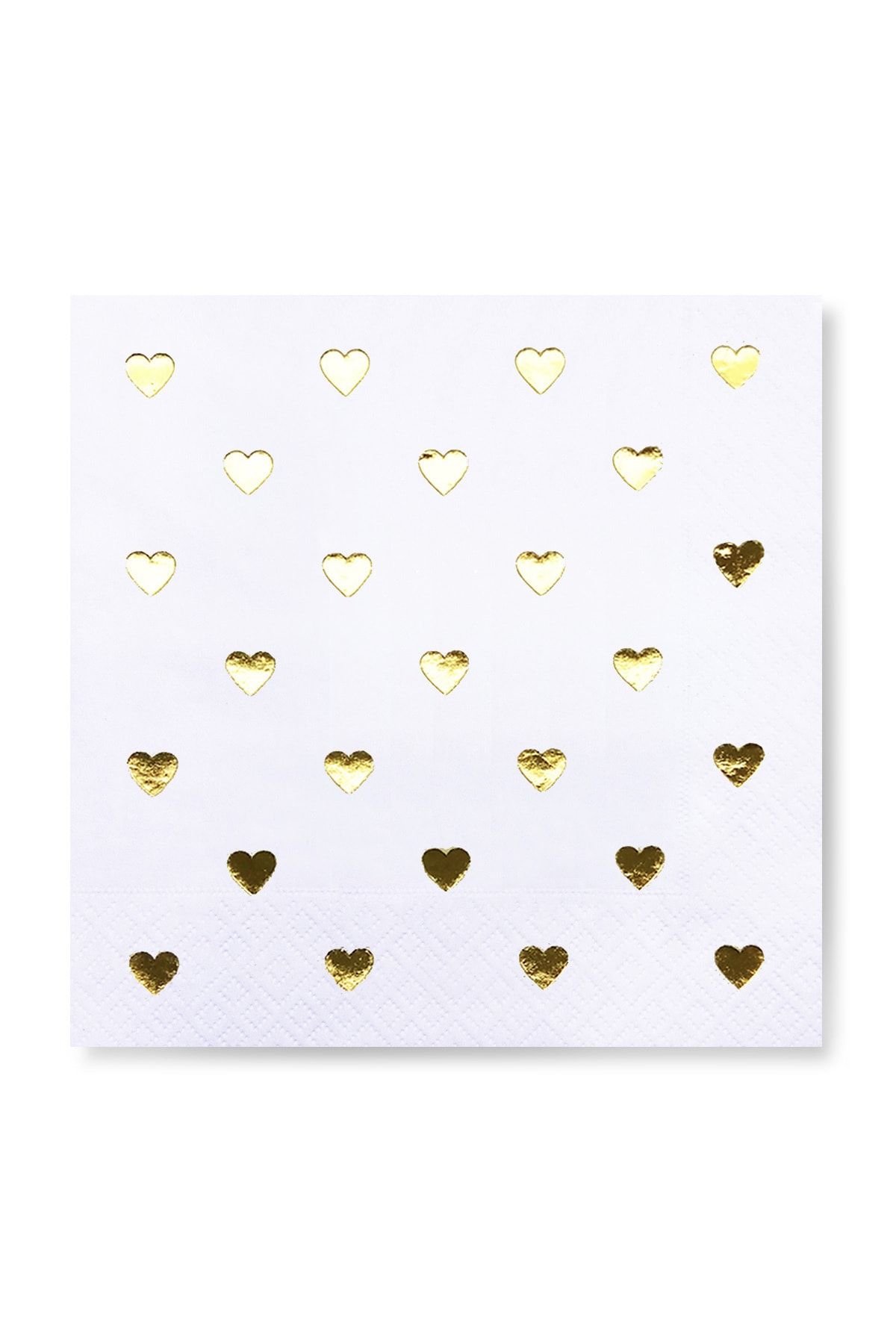 Story Altın Varak Kalpli Desenli 16'lı Beyaz Renkli Peçete