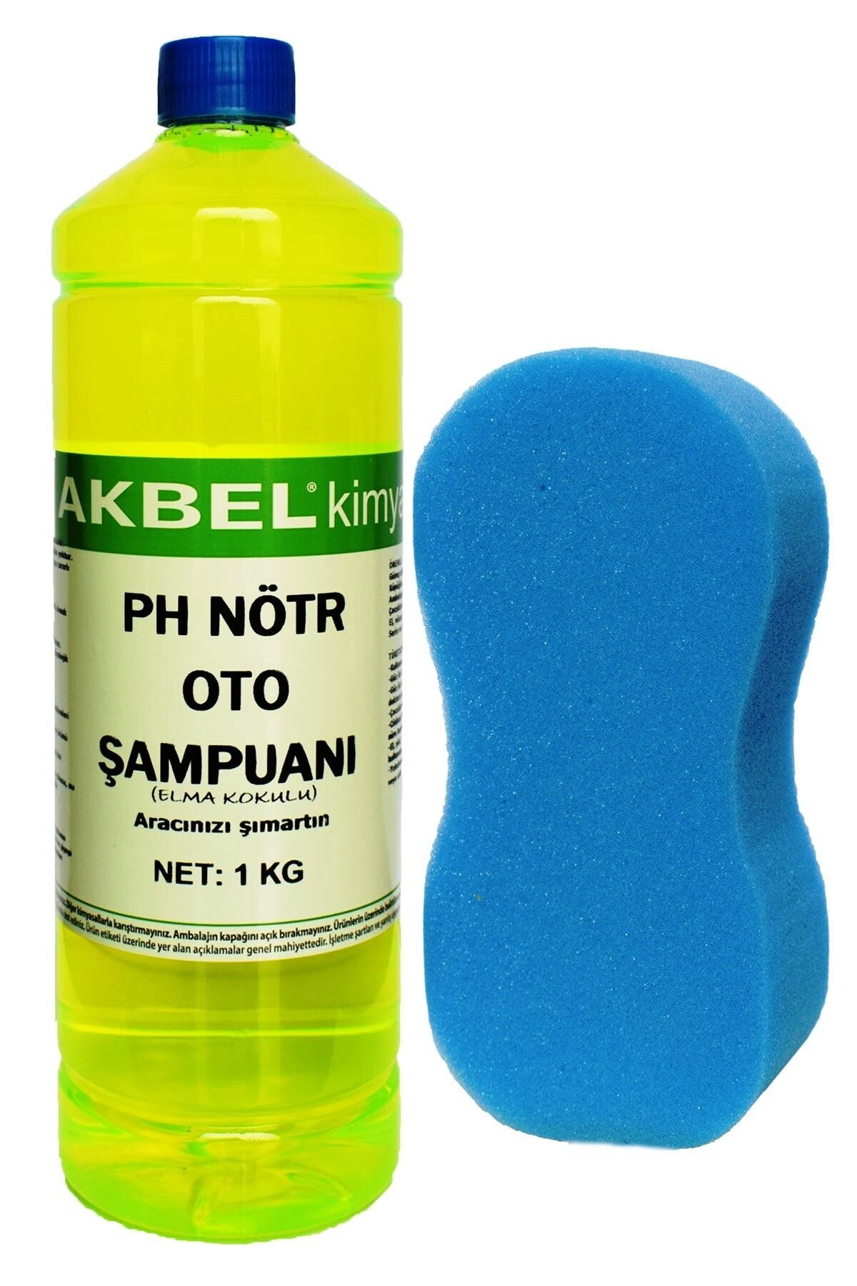 akbel Ph Nötr Oto Şampuanı 1 Kg (Elma Kokulu)+yıkama Süngeri