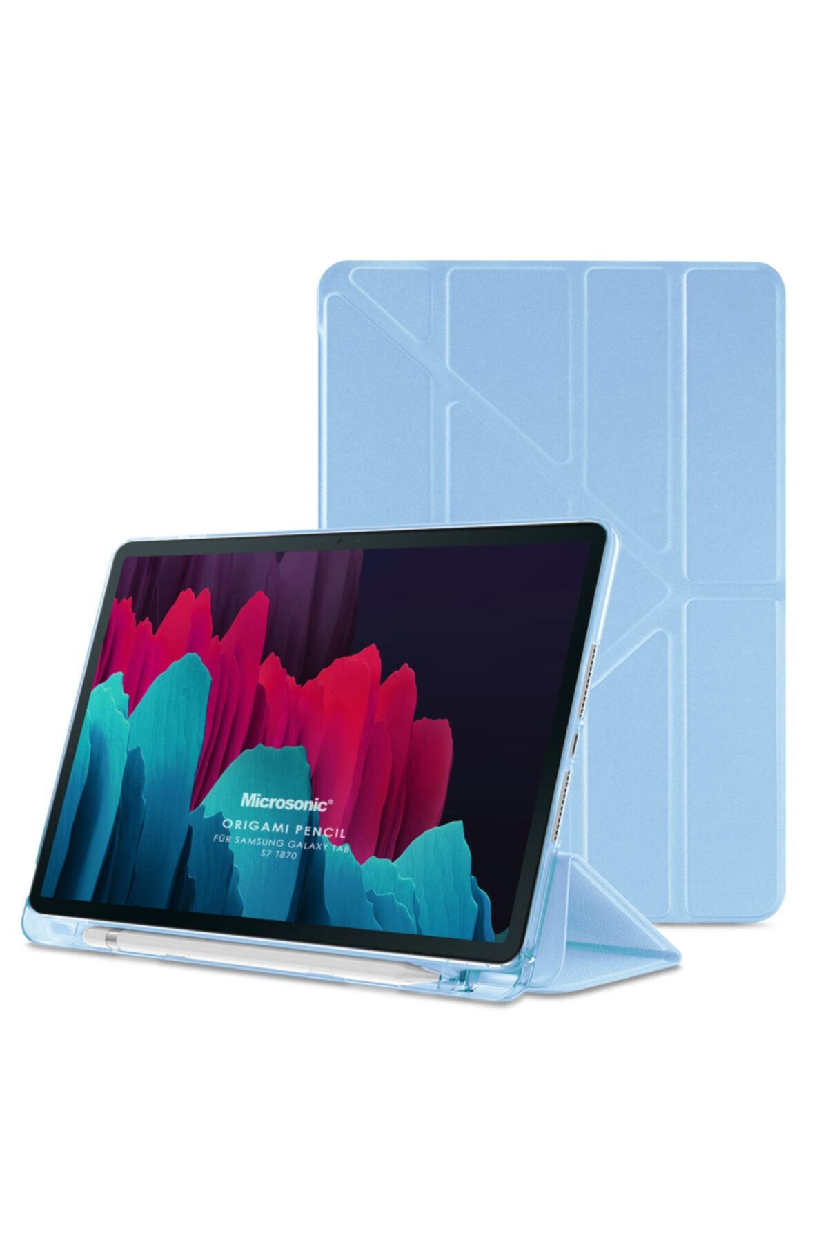 Microsonic Samsung Galaxy Tab S7 T870 Kılıf Origami Pencil Mavi