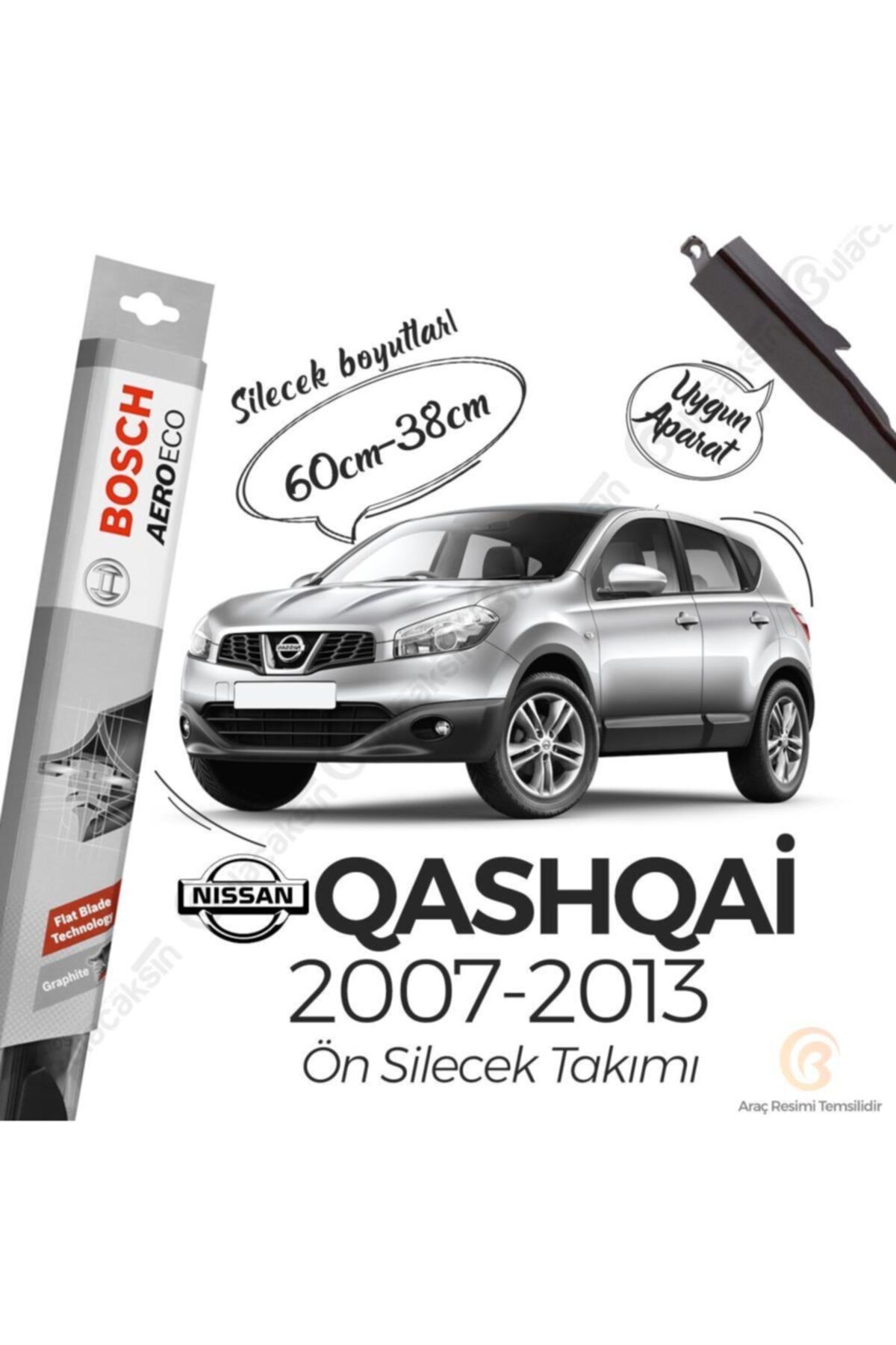 Bosch Aeroeco Nissan Qashqai 2007 - 2013 Ön Muz Silecek Takımı