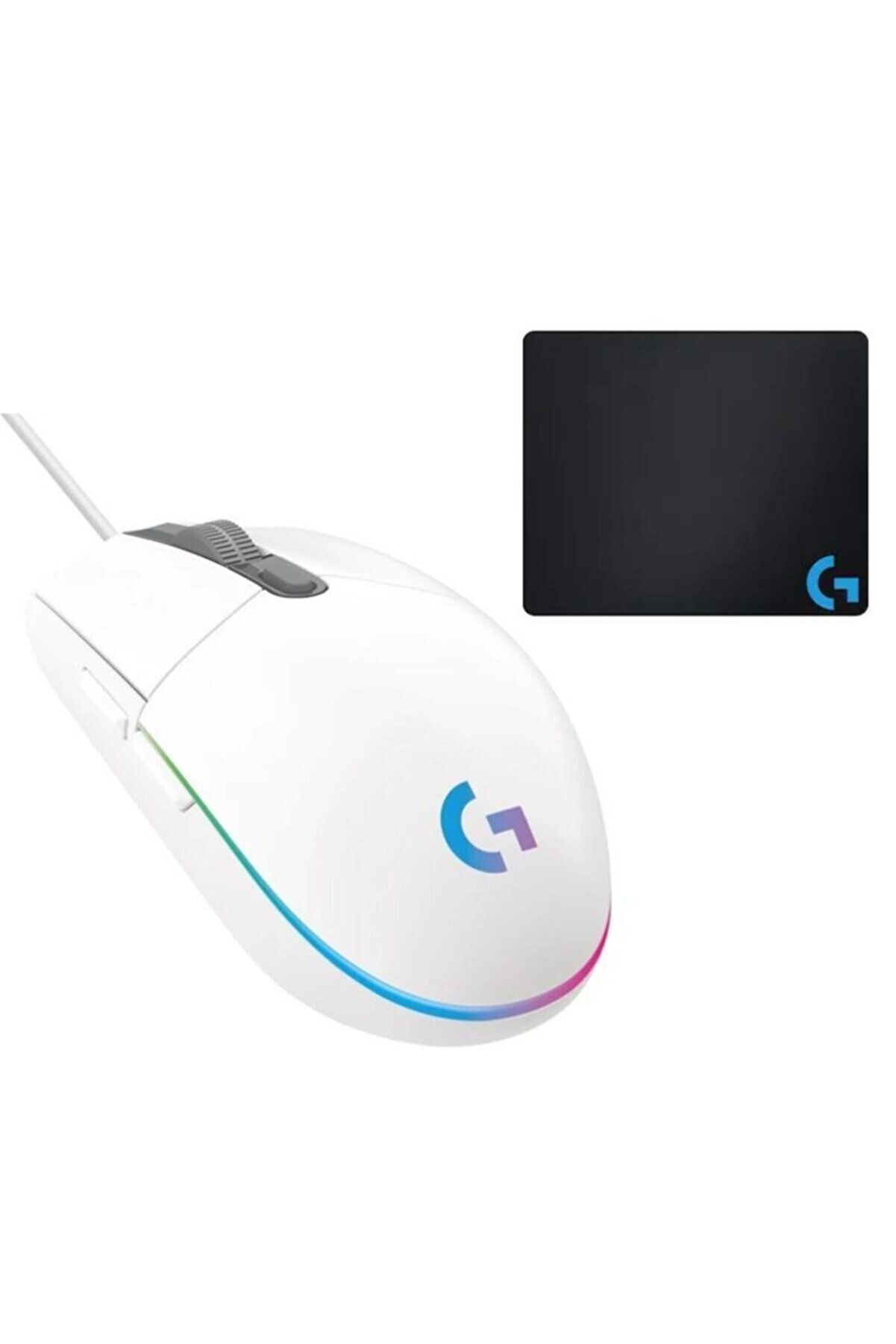 logitech G102 Beyaz Lightsync Gaming Mouse + Oem Gaming Mouse Pad 40x30cm