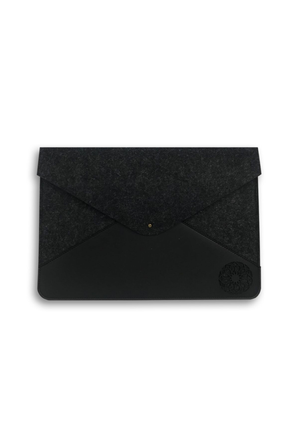 misingpiece Kişiye Özel Kutusunda Mandala Desenli Keçe 13 Inç Apple Macbook Kılıfı Ve Evraklık Siyah