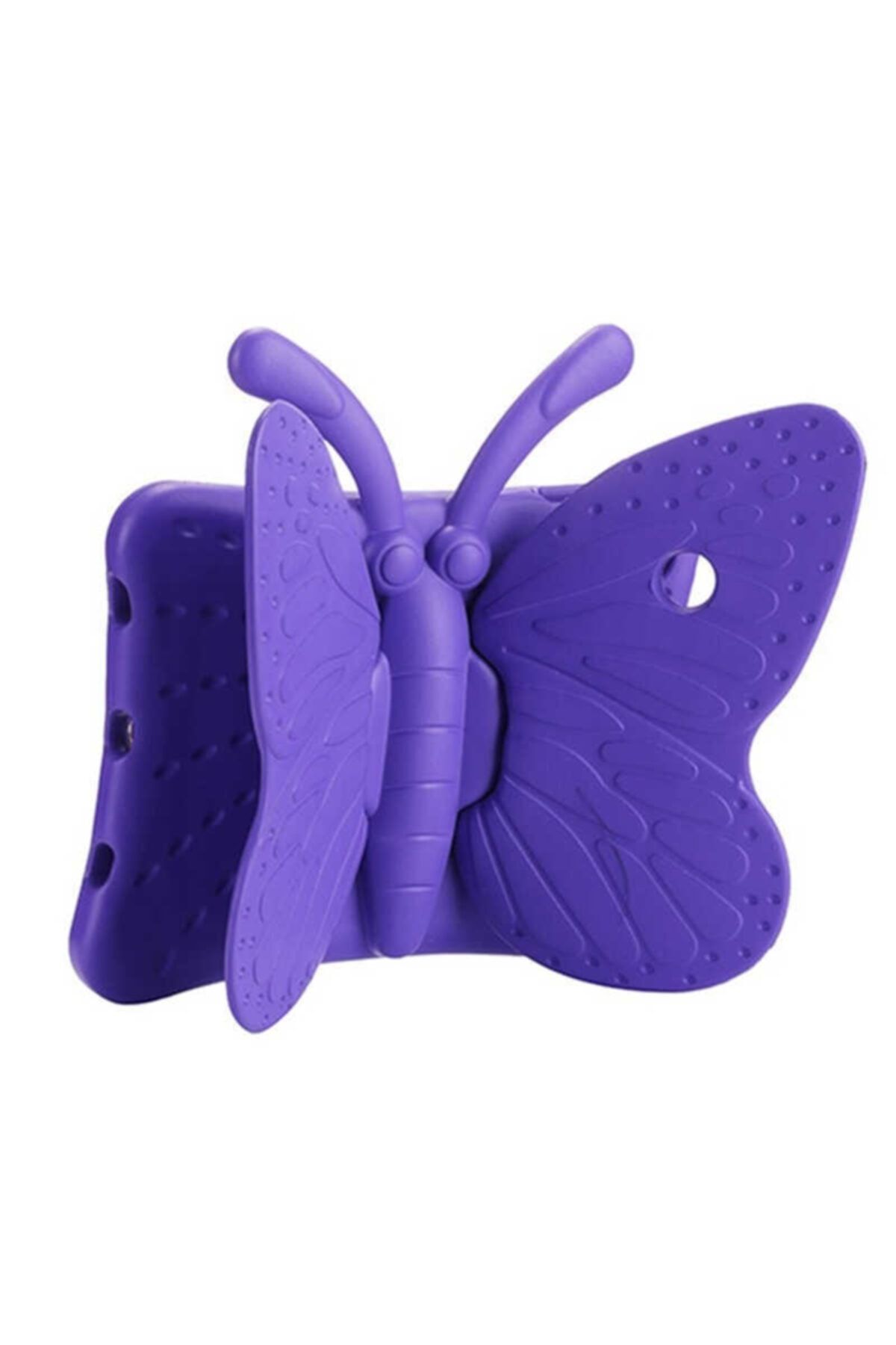 CEPCASE Ipad 10.2 (8.NESİL) Tablet Kılıfı Butterfly Kelebekli Çocuklar Için Standlı Silikon Kılıf