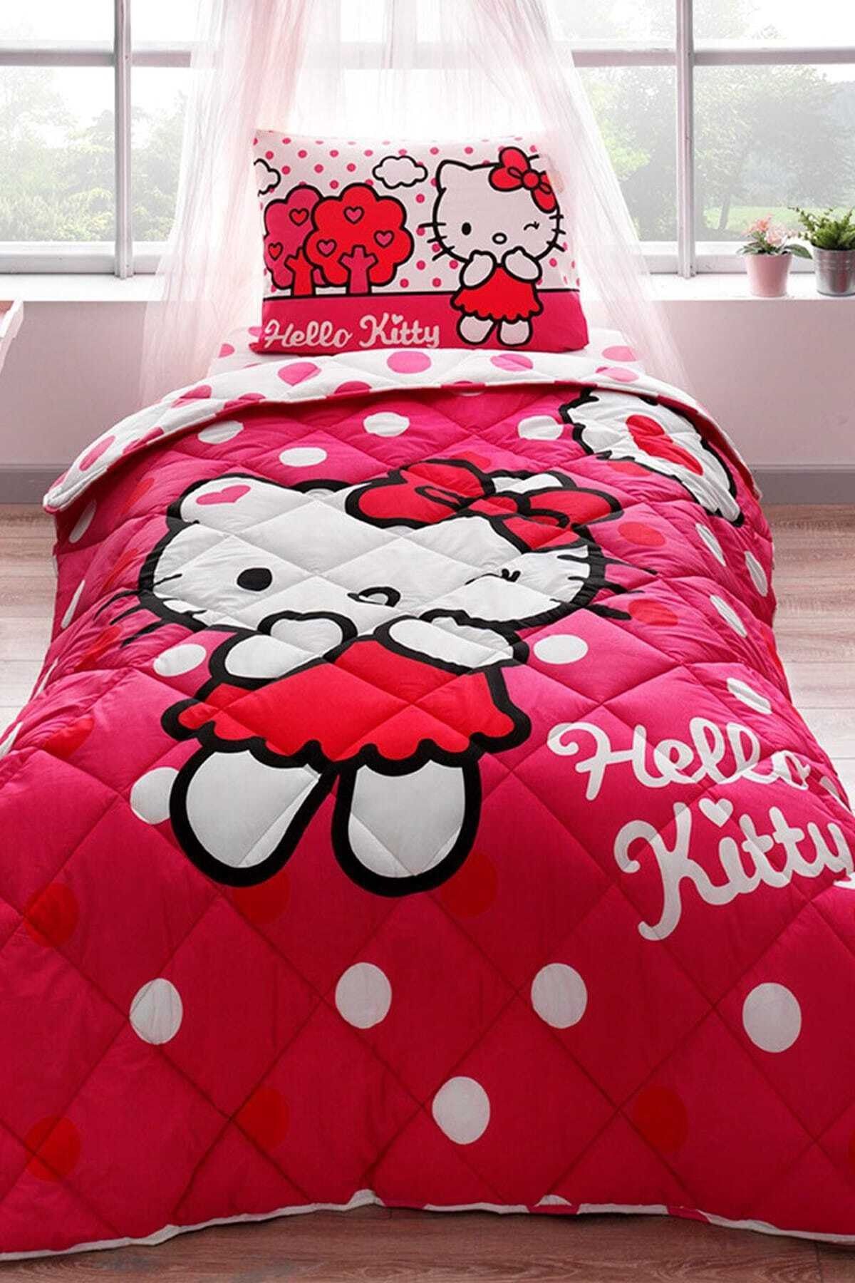 Taç Lisanslı Tek Kişilik Yorgan Seti - Hello Kitty