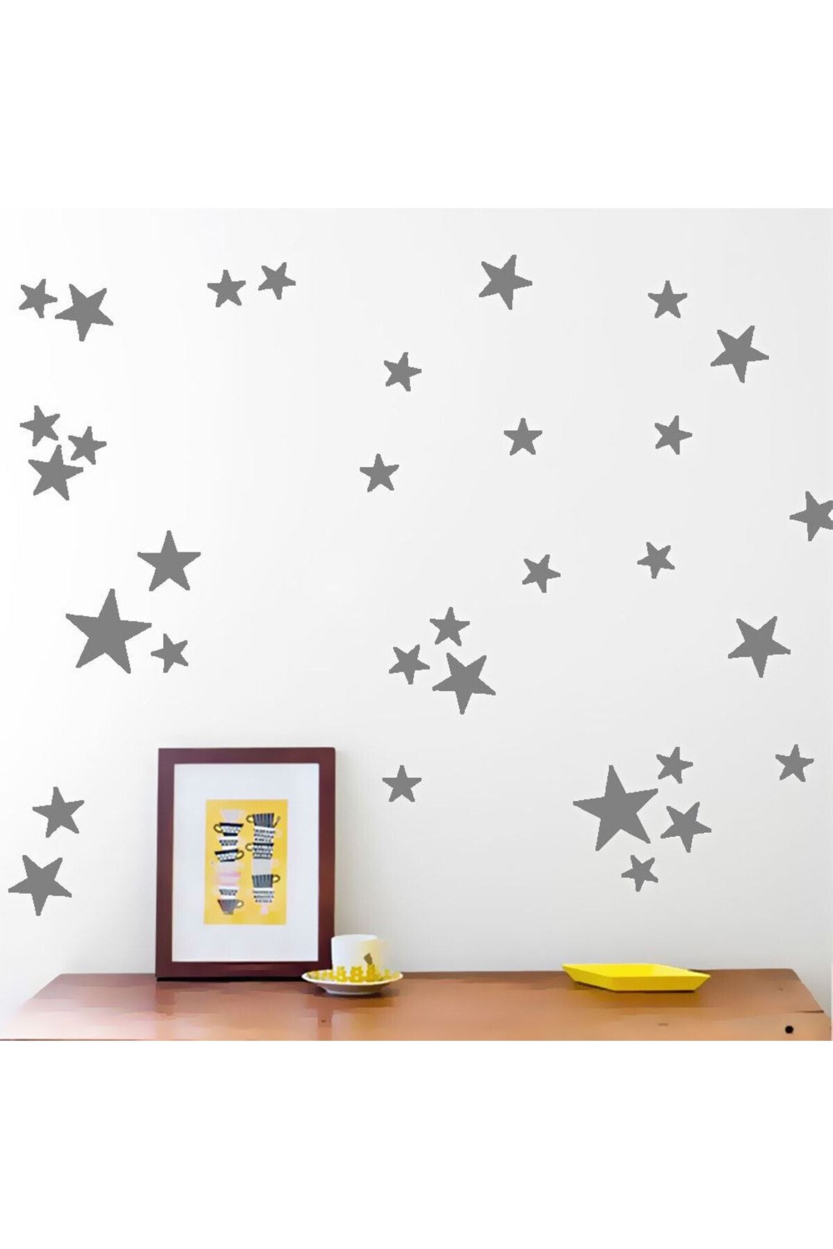 Tilki Dünyası Koyu Gri Yıldızlar Çocuk Ve Bebek Odası Duvar Sticker