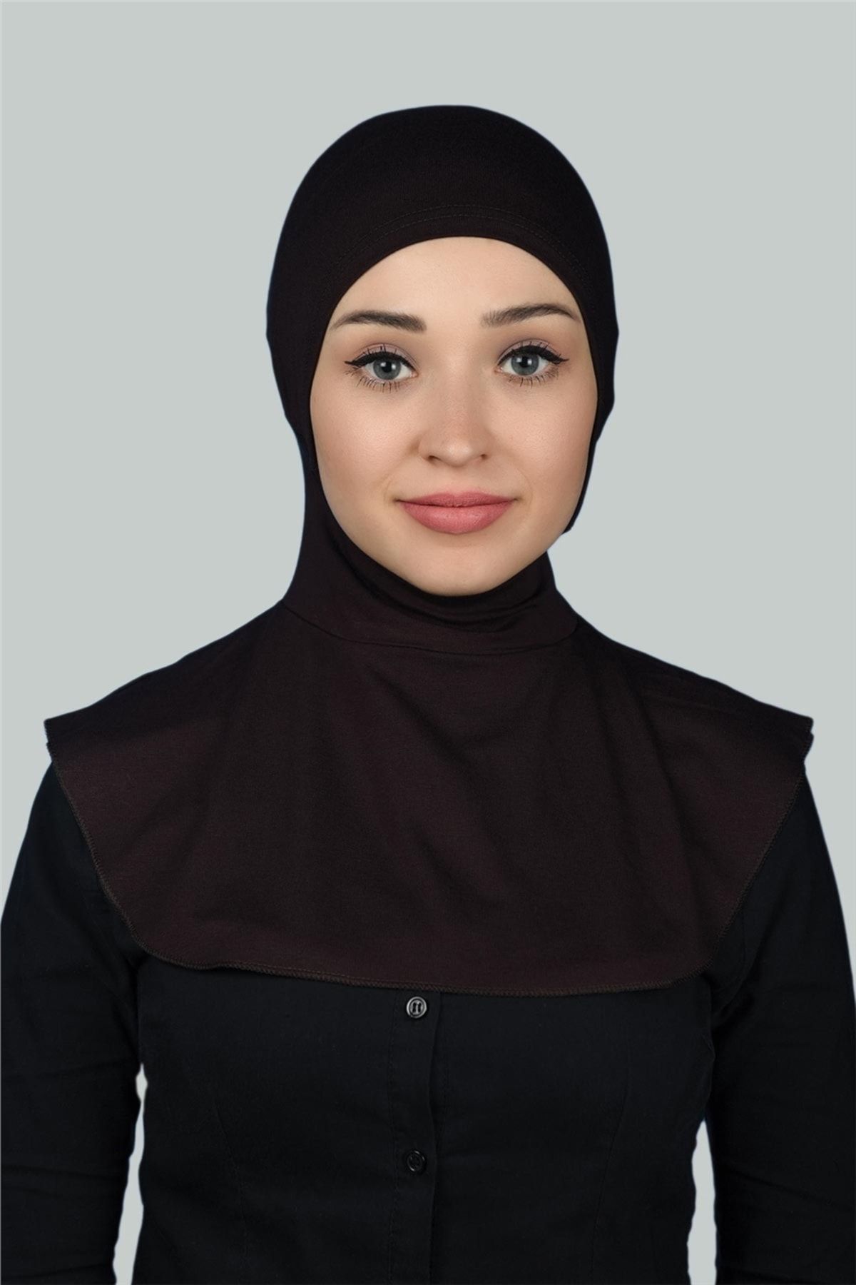 Altobeh Kadın Tesettür Pratik Boyunluklu Hijab - Sporcu Bone - Koyu Kahverengi