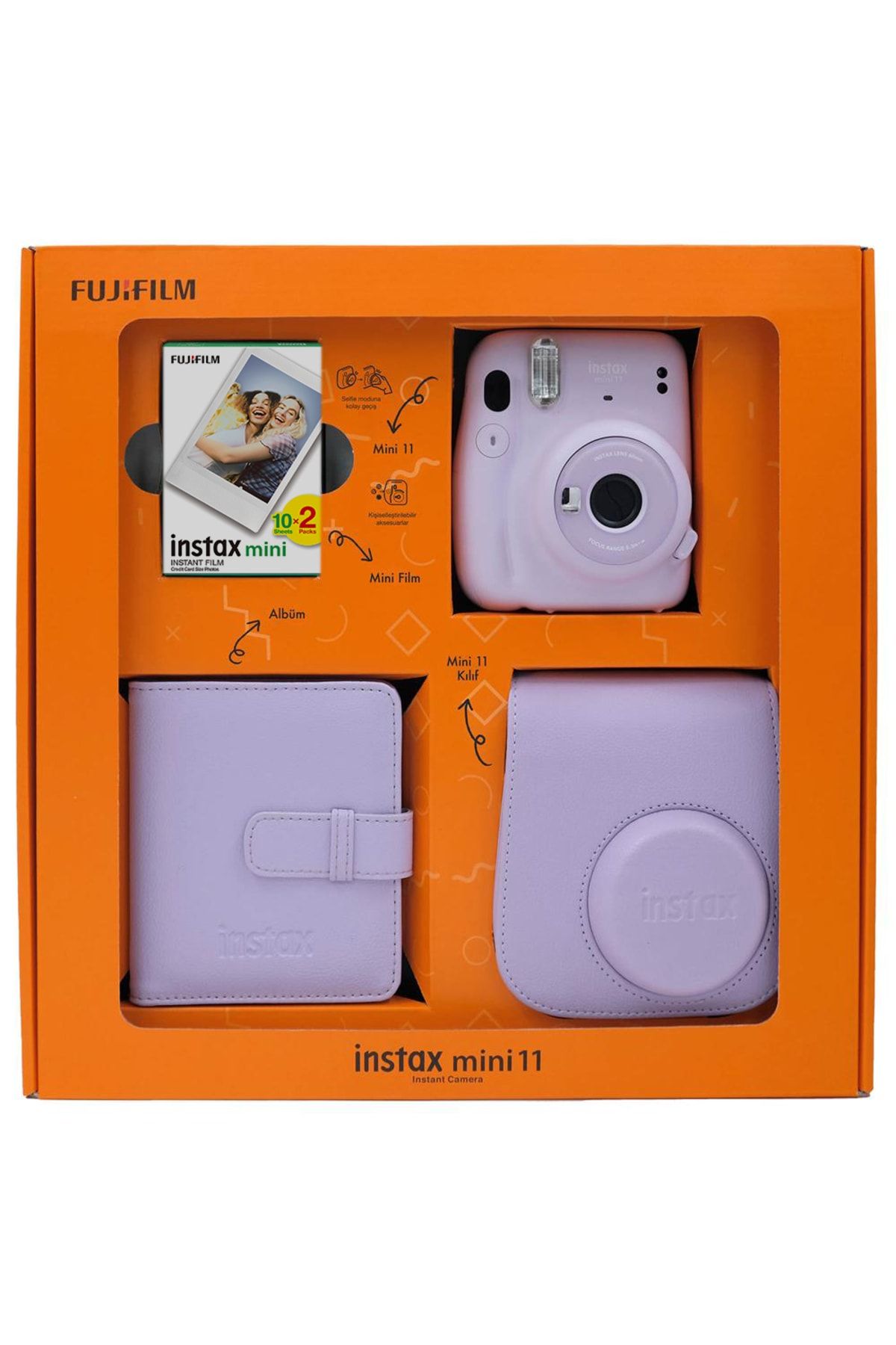 Fujifilm Instax Mini 11 Kare Albümlü 20'li Filmli Lila Box