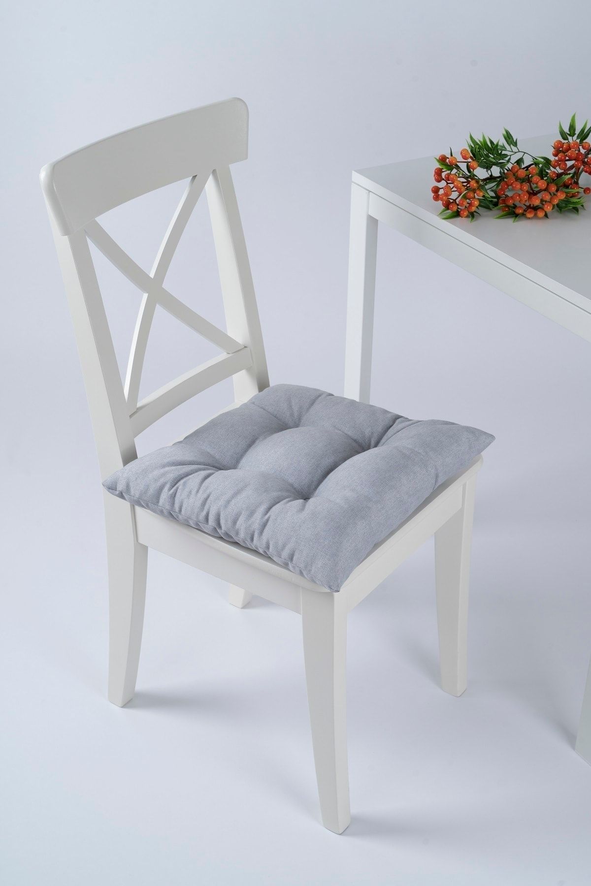 ALTINPAMUK Beta Pofidik Gri Sandalye Minderi Bağcıklı 40x40cm