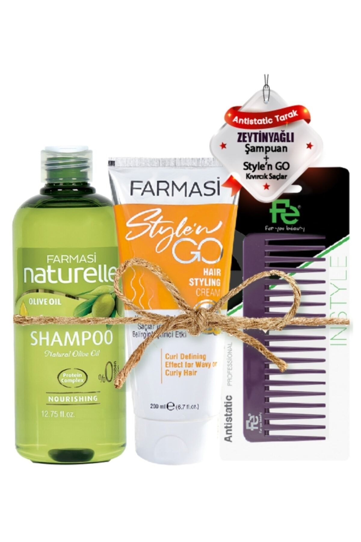 Farmasi Naturelle Zeytinyağlı Şampuan&Kıvırcık Saçlar Için Saç Kremi-200 Ml&Fe Tarak 123
