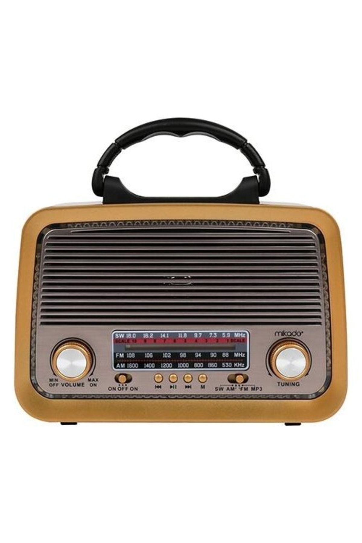 Mikado Mdr-99 Ahşap Usb-tf Destekli Bluetooth Fm-am-sw 3 Band Klasik Radyo