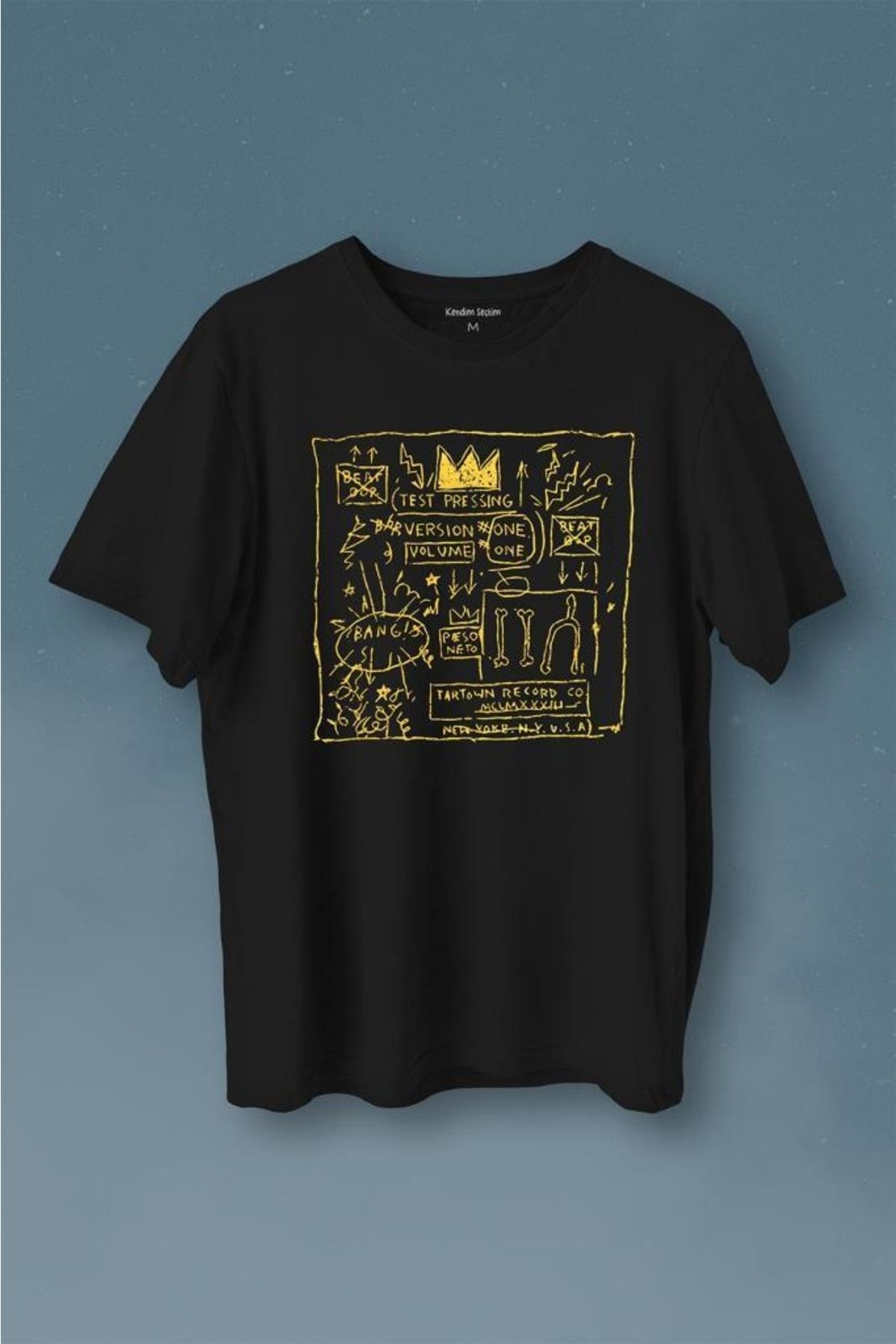 Kendim Seçtim Basquiat Taç Kral King Sanat Pop Art Baskılı Tişört Unisex T-shirt