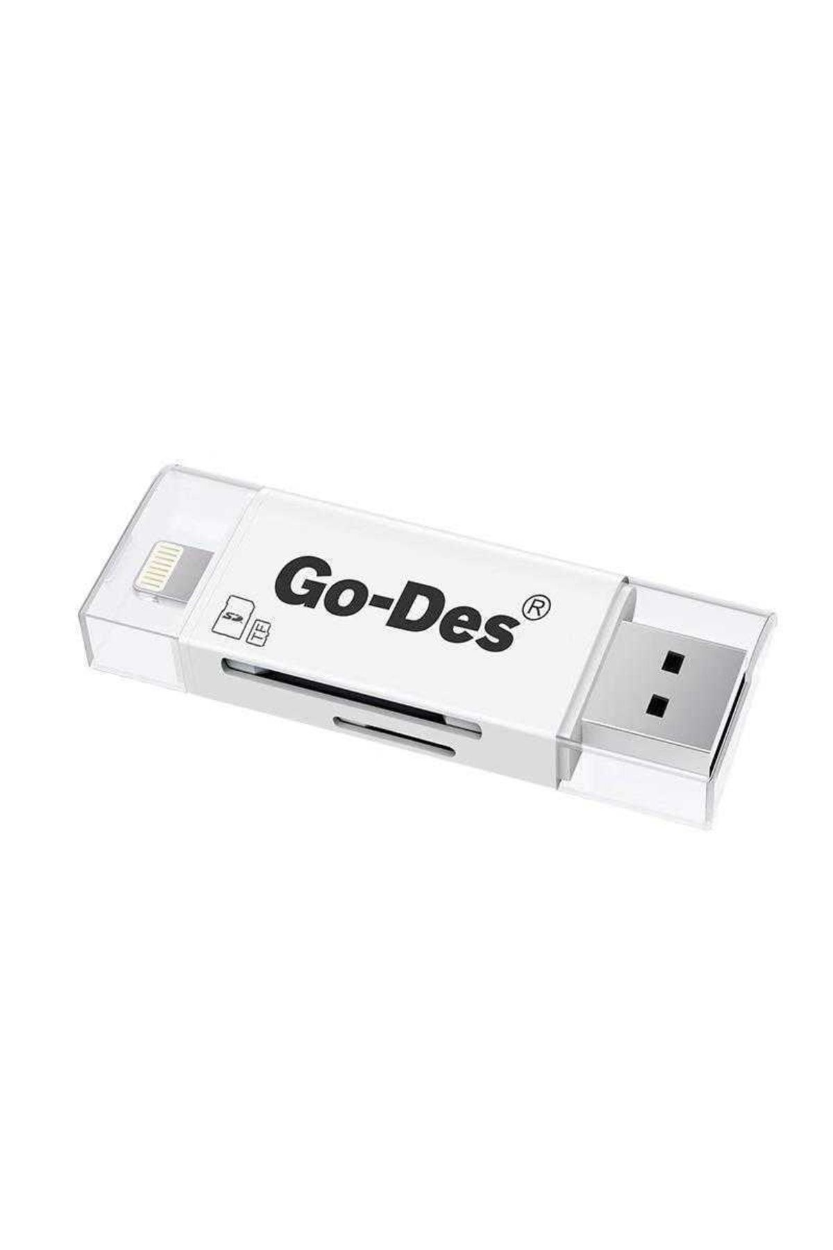 Go-Des Go Des Gd-dk102 Lightning & Micro Usb Veri Aktarımı Sd & Micro Sd Kart Okuyucu