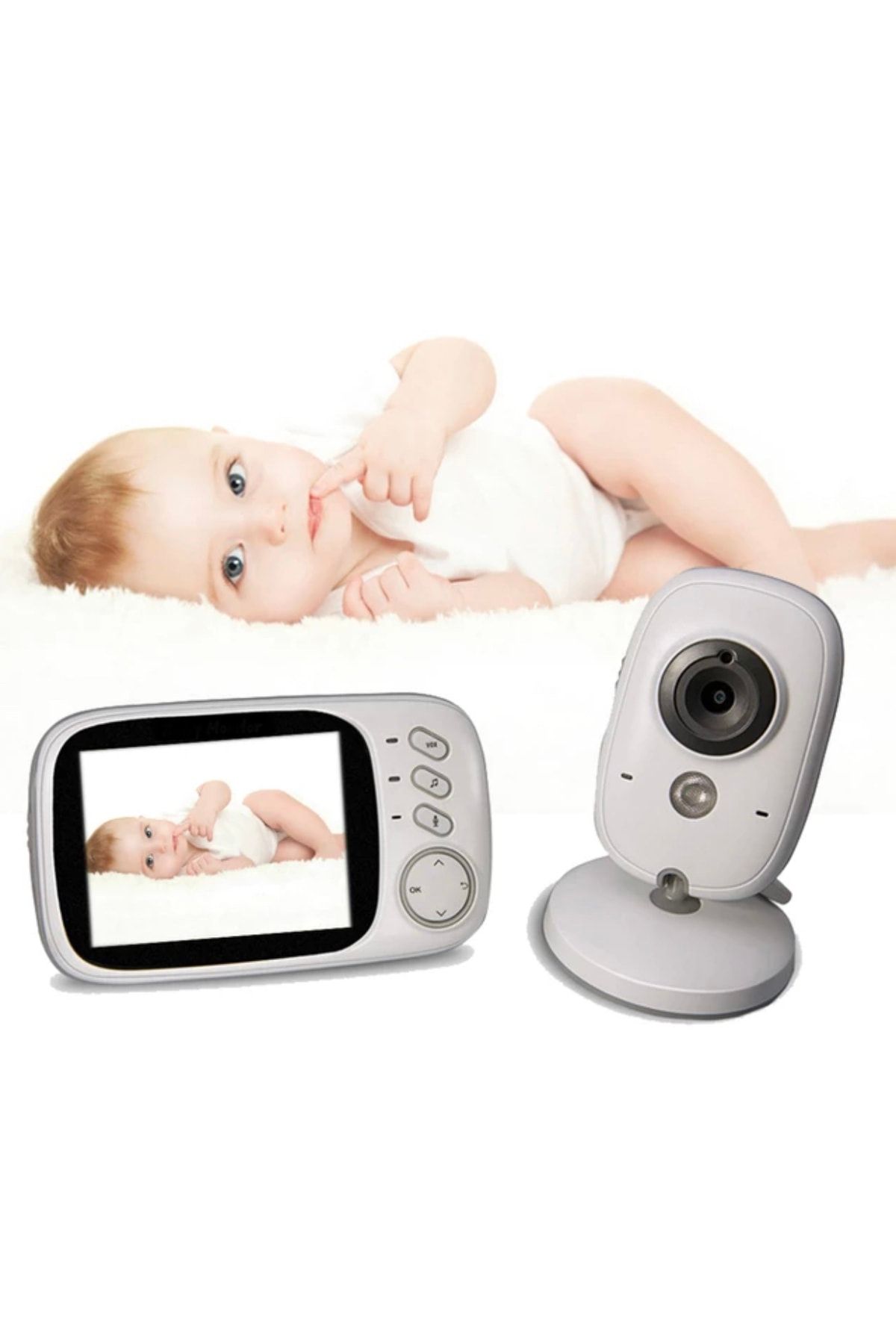 Enshall Lcd Ekranlı Gece Görüşlü Bebek Monitörü - Bebek Izleme Kamerası Oda Sıcaklığı Kontrollü Kablosuz Ip