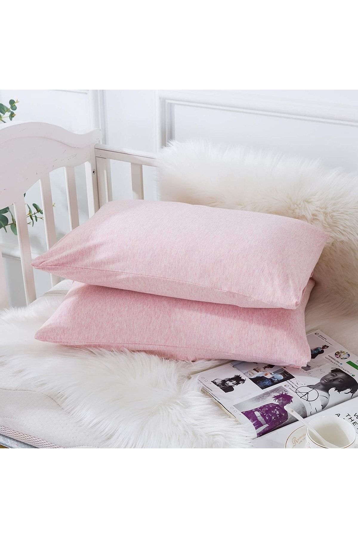 İzgi Concept Bebek Yastık Kılıfı Seti 2 Adet Pembe %100 Pamuklu Kapaklı 35x45 - Premium Quality Baby Pillow Cover