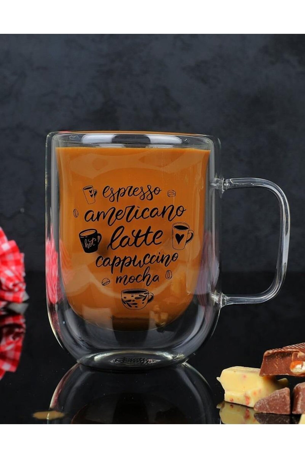 Perotti Çift Cidarlı Pero Coffee Menü Cam Bardak Kupa 300ml 13782