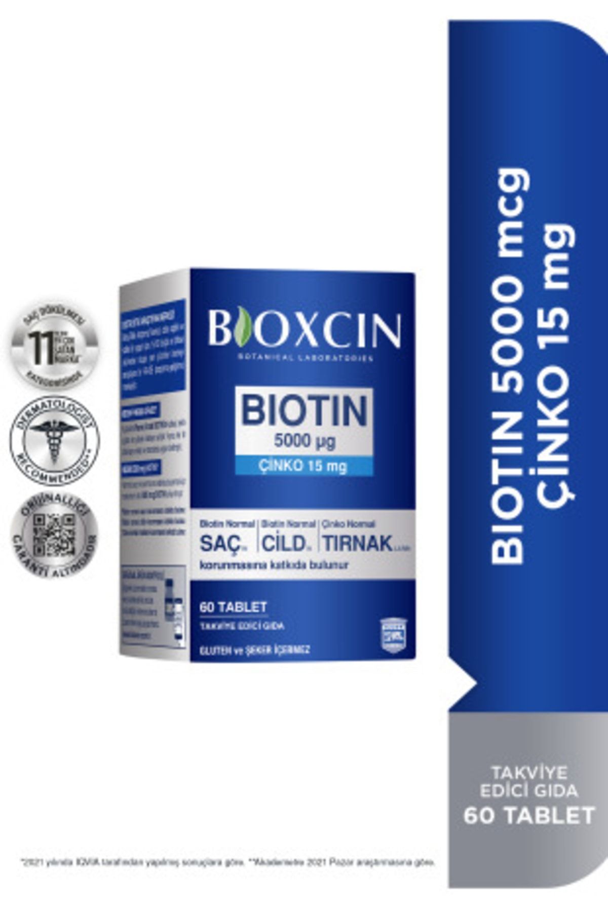 Bioxcin Biotin 5000 Mcg Takviye Edici Gıda 60 Tablet - Sağlıklı Saç, Cilt, Tırnak