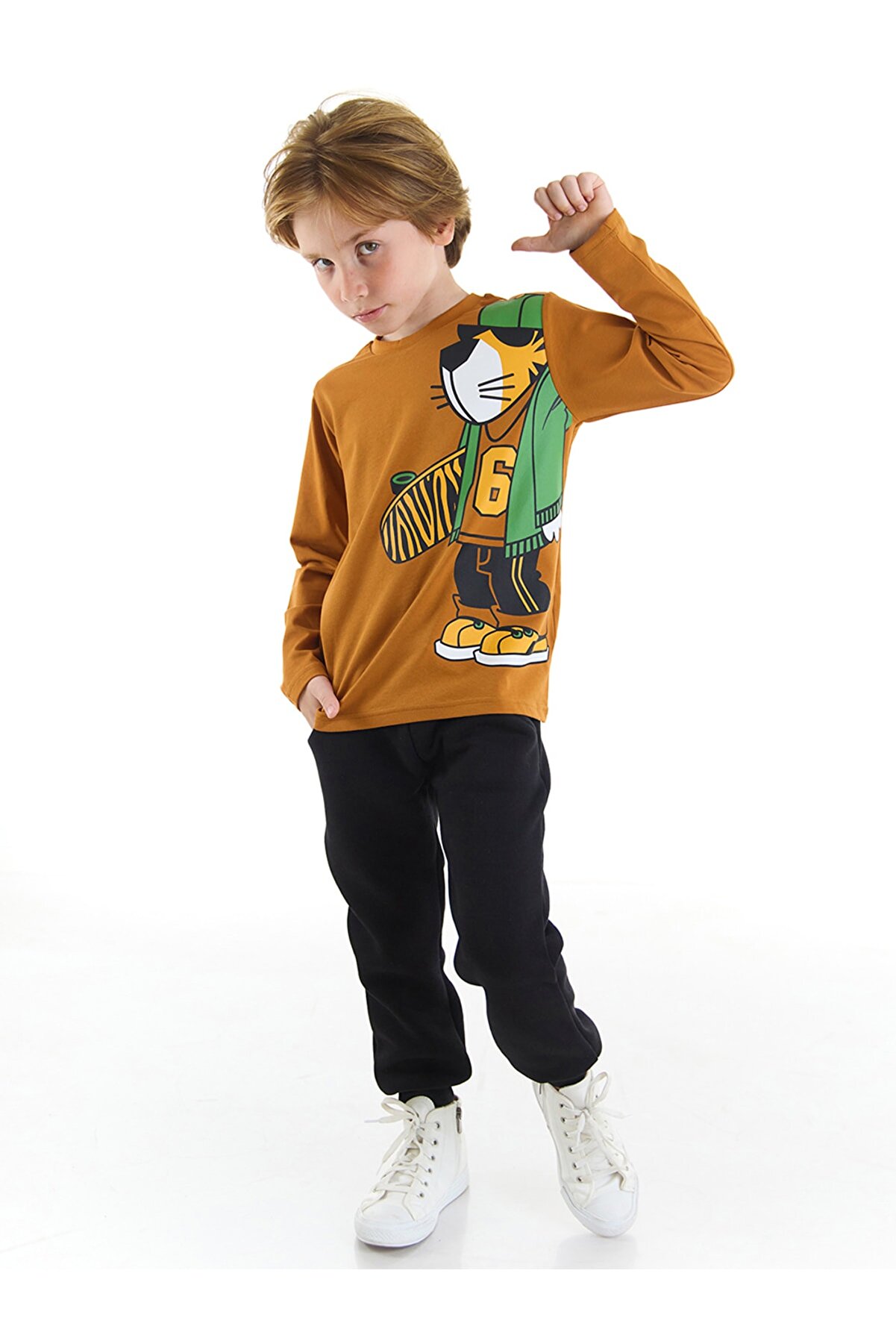 Mushi Kaykaylı Kaplan Erkek Çocuk T-shirt Pantolon Takım