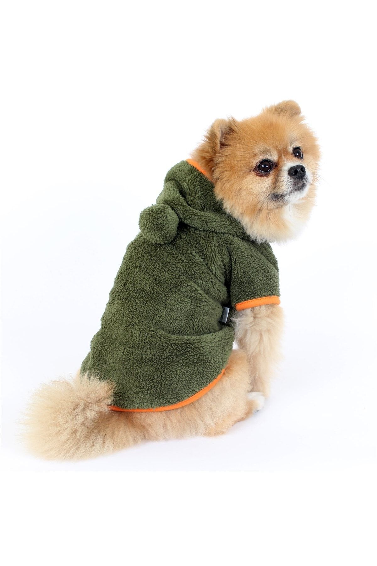 MAXSTYLESPET Welsoft Ponponlu Pet Ceket Kapşonlu Yeşil Köpek Kedi Kıyafeti