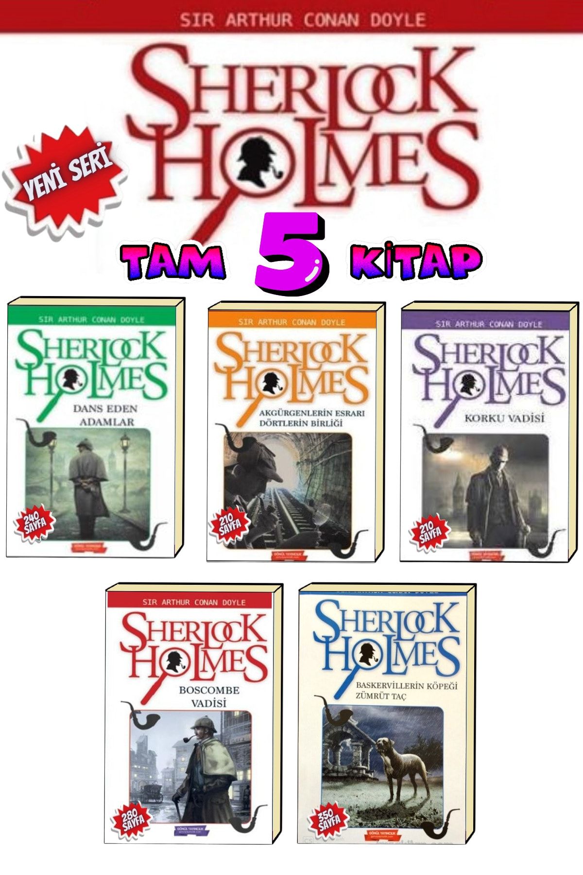 GÖNÜL YAYINCILIK Sherlock Holmes Seti 5 Kitap Seri Arthur Conan Doyle