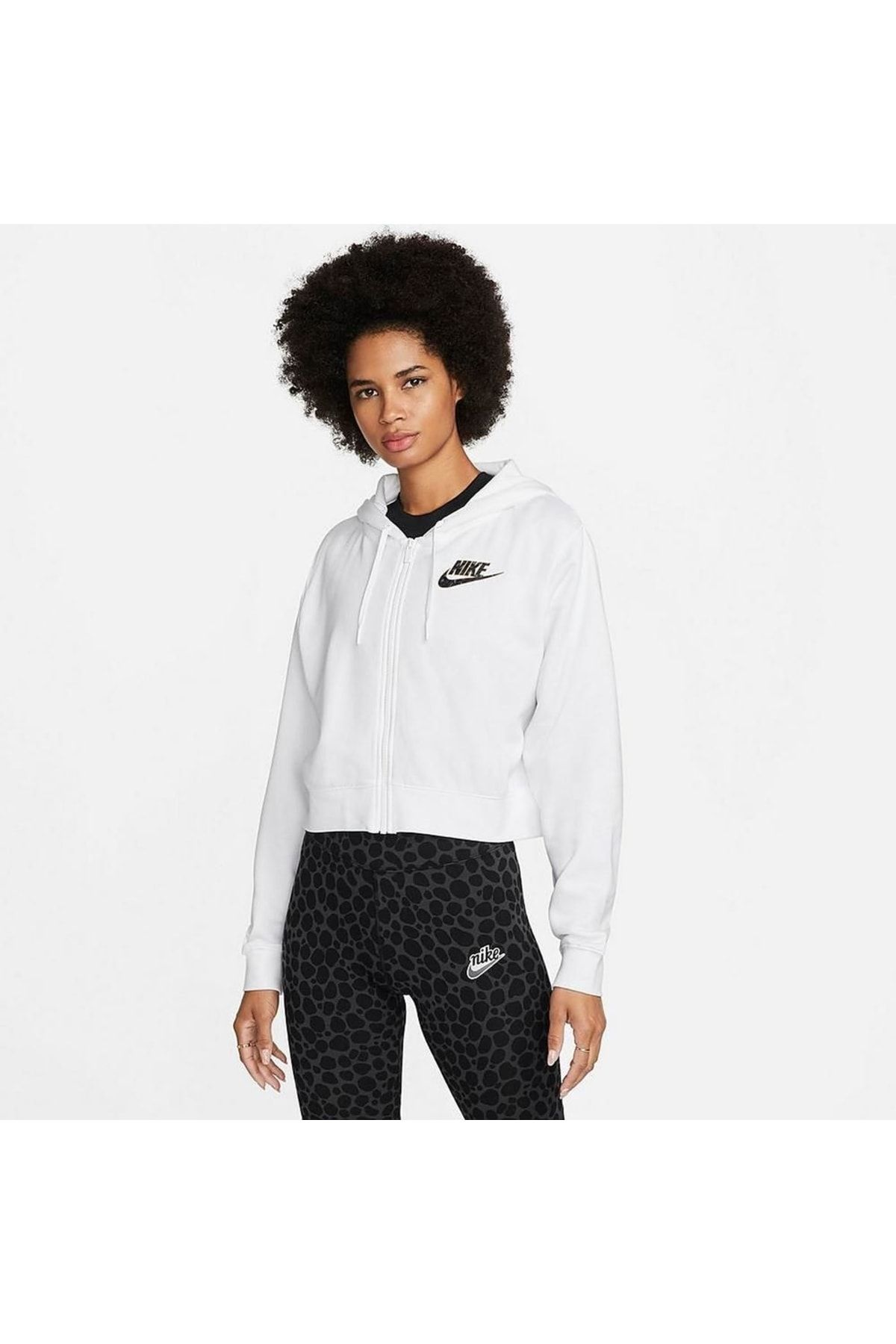 Nike Women's Sportswear Anımal Prınt Logo Full-zıp Fleece Hoodıe-dm2201-100