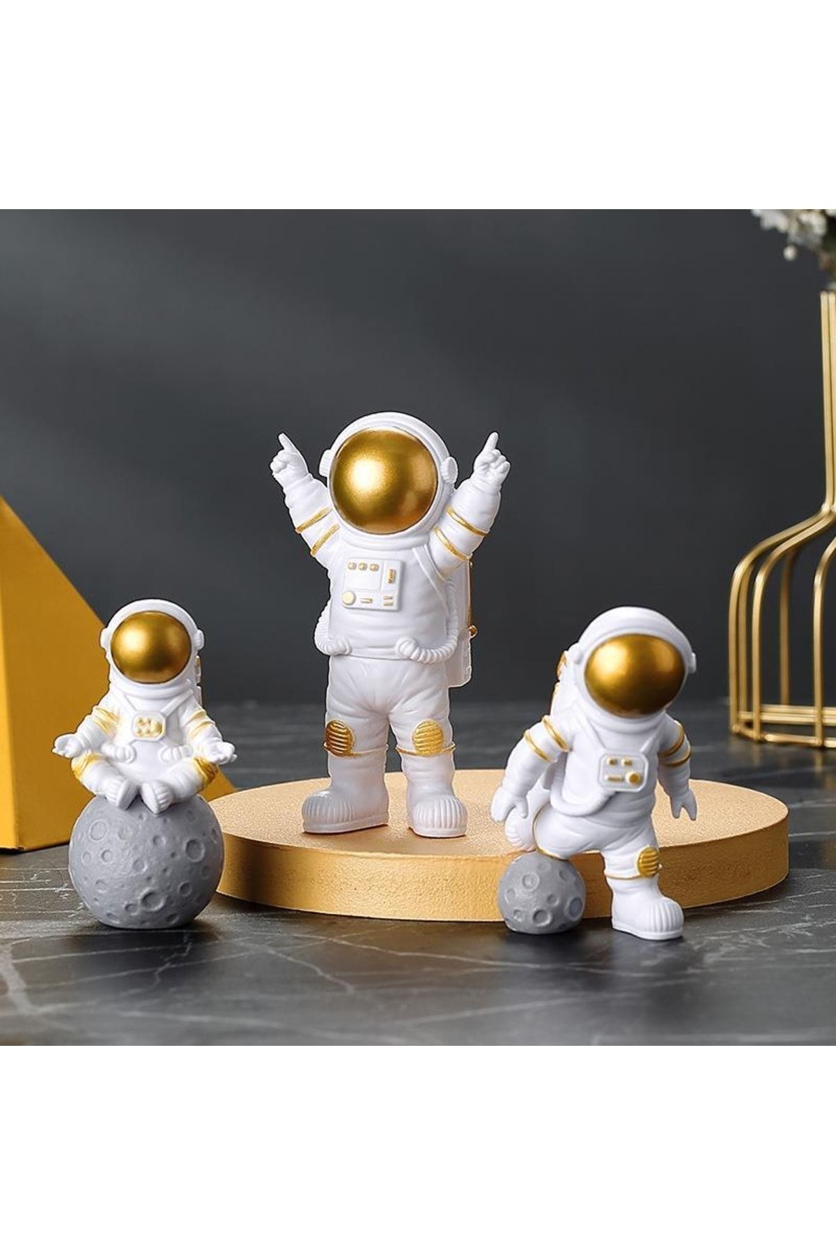 SUME 3 Adet Astronot Figürü Dekoratif Heykel Modern Ev Dekorasyon Çocuk Odası Dekor Biblo