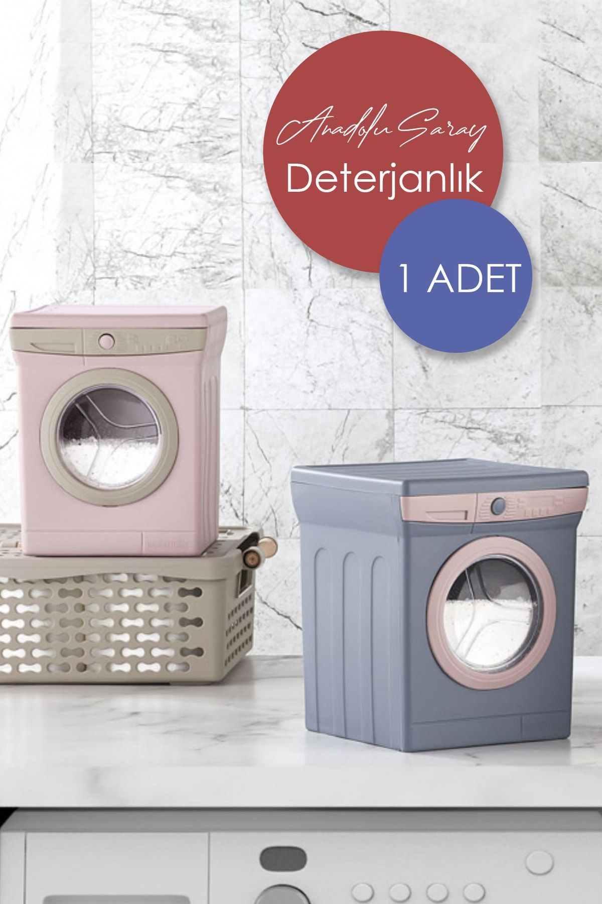 Anadolu Saray Çarşısı Toz Çamaşır Yıkama Deterjanlığı | Deterjanlık | Çamaşır Makinası Görünümlü Deterjan Kutusu - 1 Adet