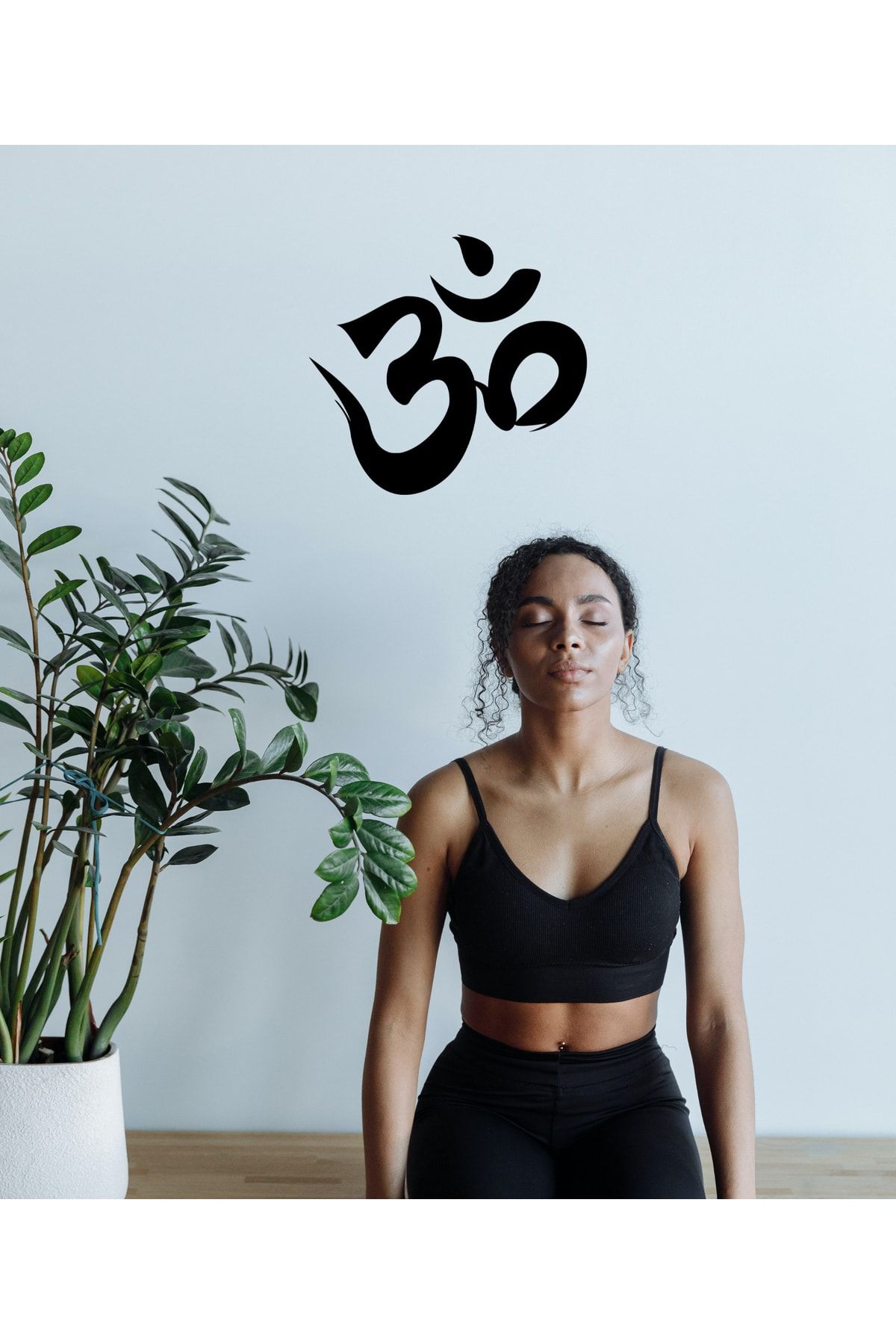 New Jargon Om Yoga Sembolü Duvar Sticker - Siyah 60x56cm